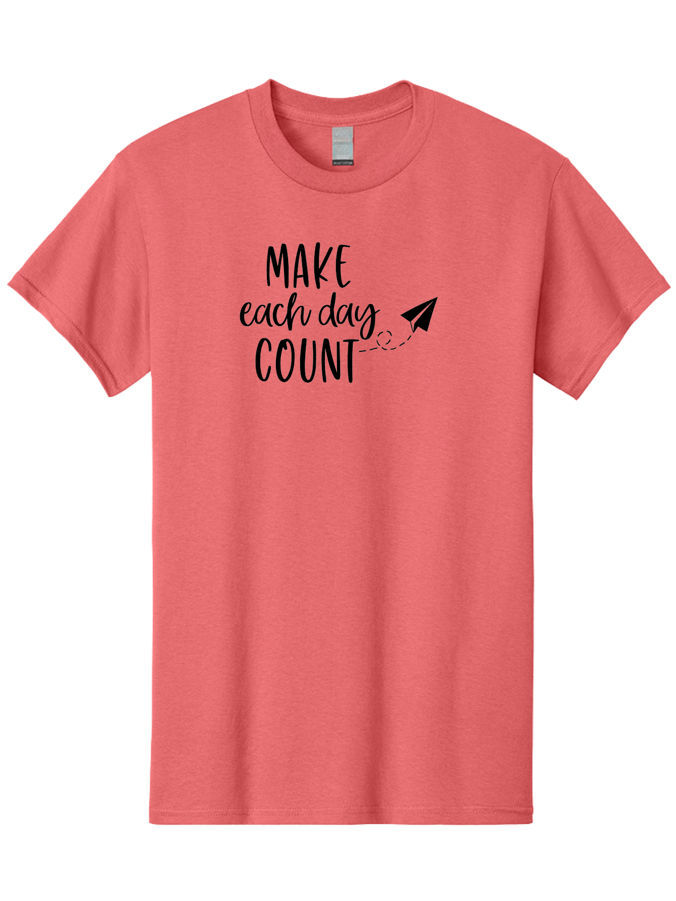 Make-Each-Day-Count Men'S Graphic Tee, 100% Cotton, Comfortable Casual Summer Wear, Machine Washable, Motivational Quote, Inspirational Message, Daily Motivation, Make Each Day Count, Positivity, Paper Airplane, Motivational Art, Goal Setting, Aac987