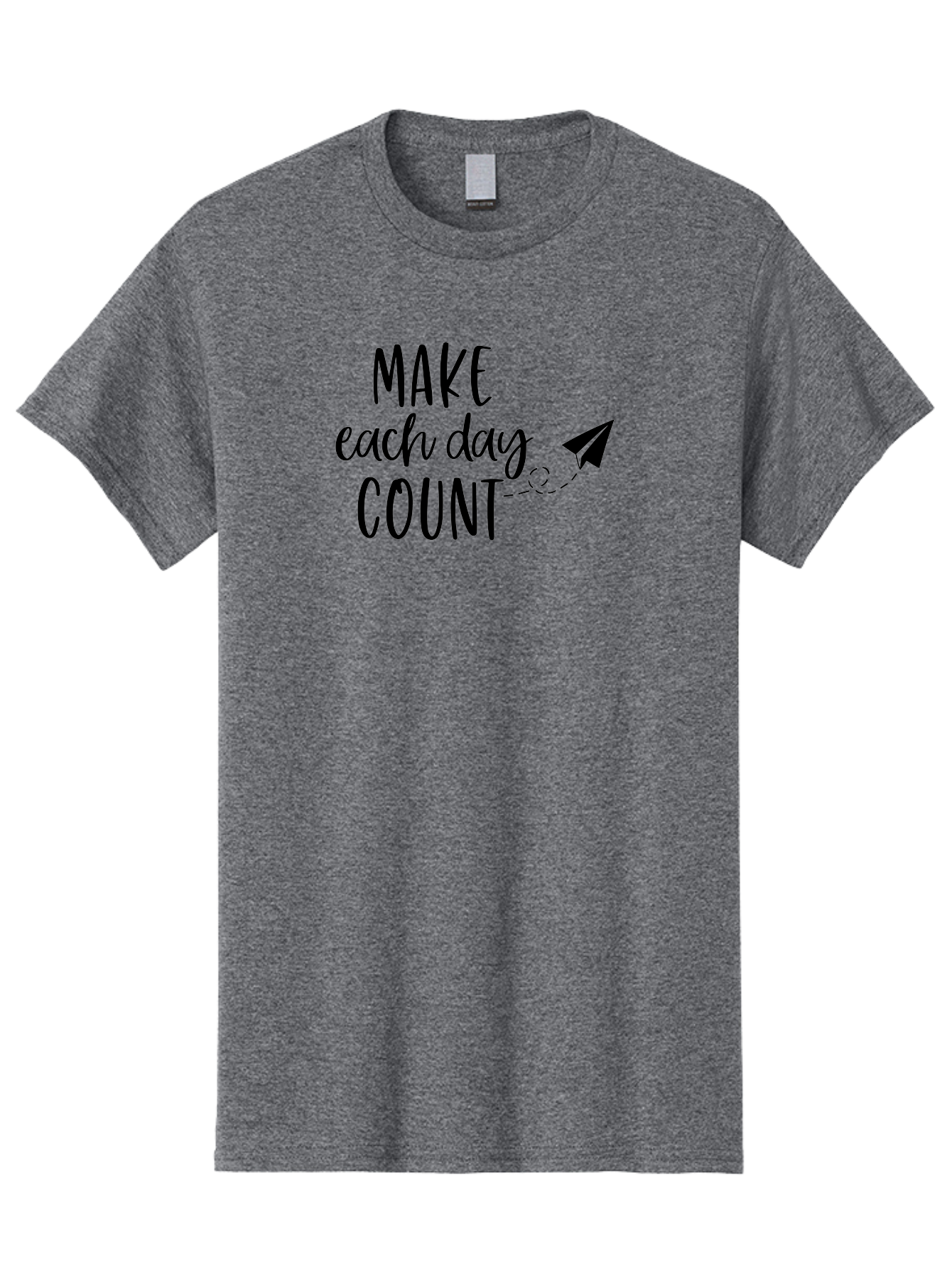Make-Each-Day-Count Men'S Graphic Tee, 100% Cotton, Comfortable Casual Summer Wear, Machine Washable, Motivational Quote, Inspirational Message, Daily Motivation, Make Each Day Count, Positivity, Paper Airplane, Motivational Art, Goal Setting, Aac987
