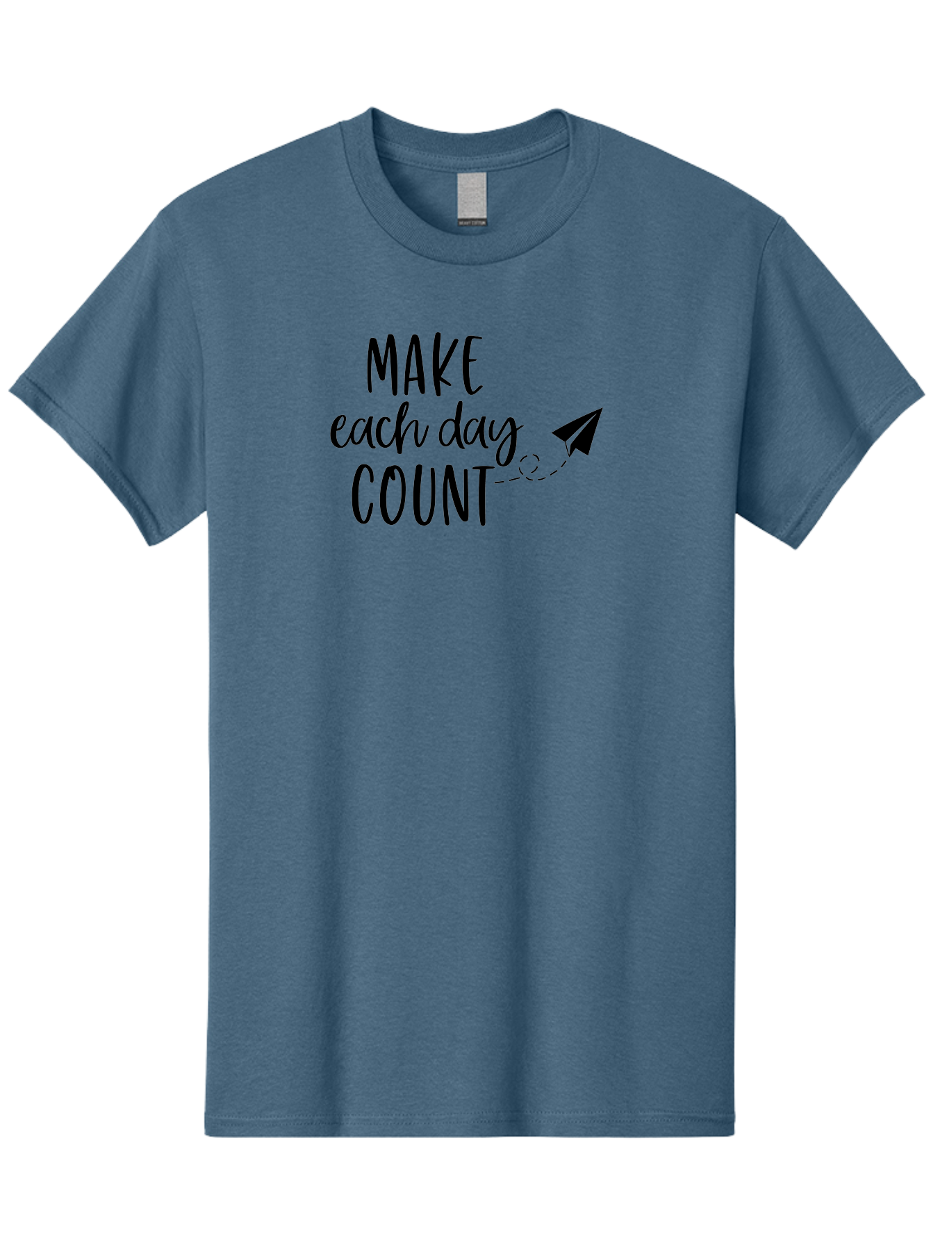 Make-Each-Day-Count Men'S Graphic Tee, 100% Cotton, Comfortable Casual Summer Wear, Machine Washable, Motivational Quote, Inspirational Message, Daily Motivation, Make Each Day Count, Positivity, Paper Airplane, Motivational Art, Goal Setting, Aac987