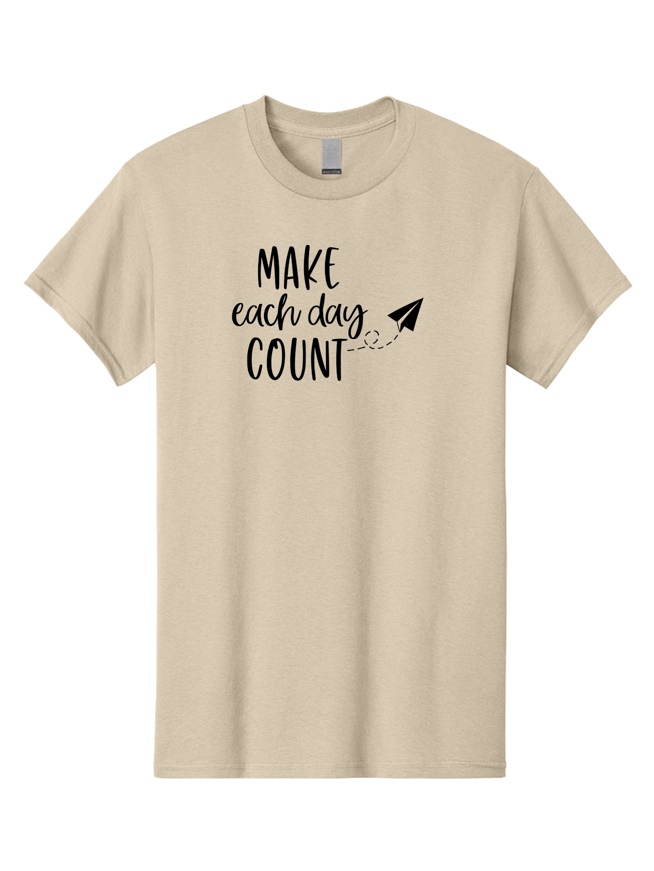 Make-Each-Day-Count Men'S Graphic Tee, 100% Cotton, Comfortable Casual Summer Wear, Machine Washable, Motivational Quote, Inspirational Message, Daily Motivation, Make Each Day Count, Positivity, Paper Airplane, Motivational Art, Goal Setting, Aac987