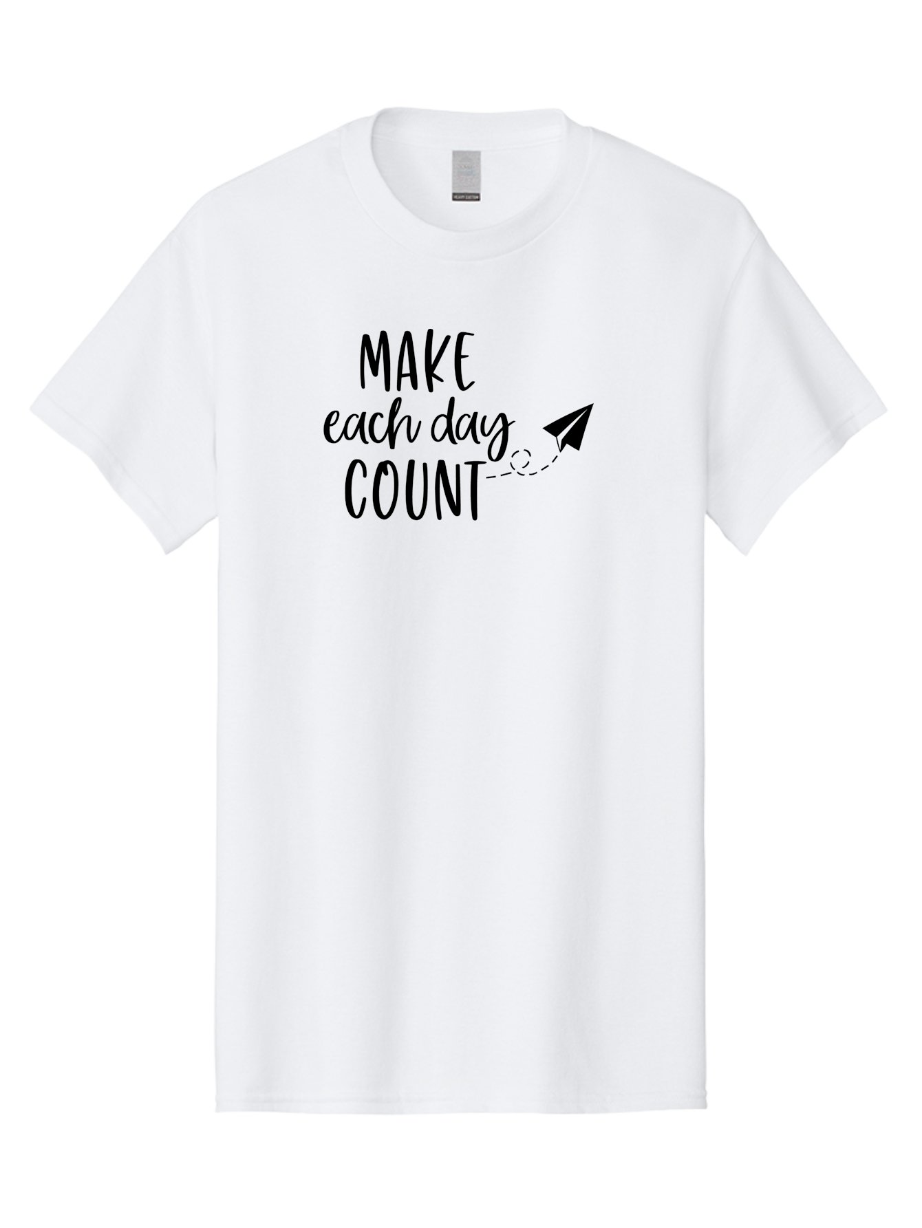 Make-Each-Day-Count Men'S Graphic Tee, 100% Cotton, Comfortable Casual Summer Wear, Machine Washable, Motivational Quote, Inspirational Message, Daily Motivation, Make Each Day Count, Positivity, Paper Airplane, Motivational Art, Goal Setting, Aac987