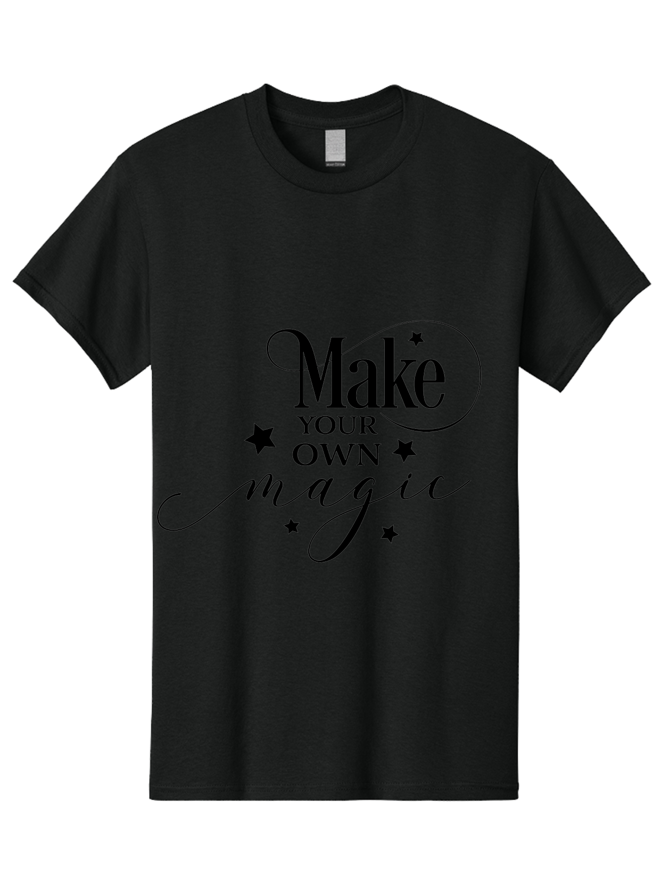 Make-Your-Own-Magic Men'S Graphic Tee, 100% Cotton, Comfortable Casual Summer Wear, Machine Washable, Inspirational Quote, Motivational Phrase, Magic Spell, Stars Decoration, Typography Art, Positive Vibes, Empowerment Message, Mystical Charm Aac988