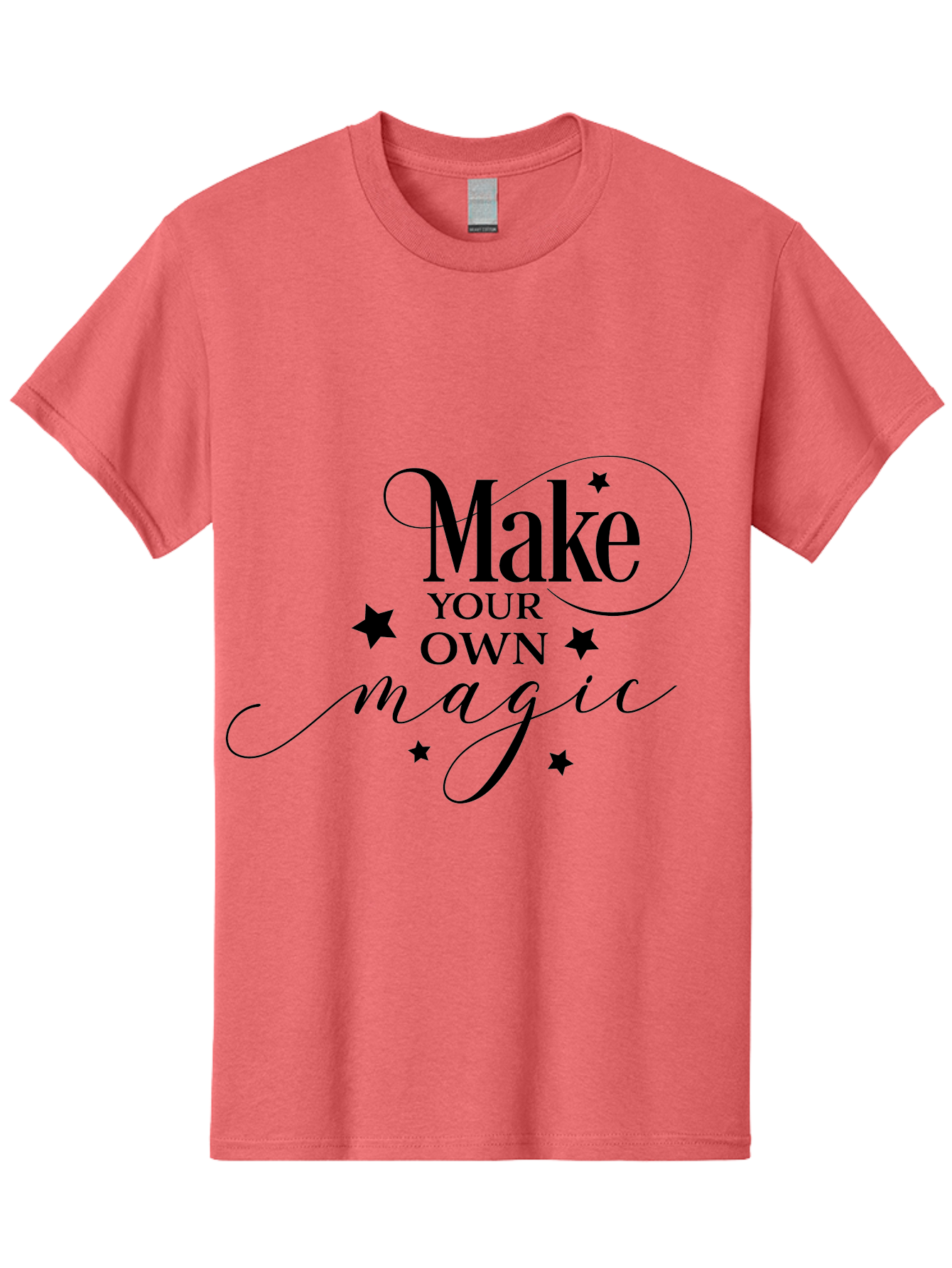 Make-Your-Own-Magic Men'S Graphic Tee, 100% Cotton, Comfortable Casual Summer Wear, Machine Washable, Inspirational Quote, Motivational Phrase, Magic Spell, Stars Decoration, Typography Art, Positive Vibes, Empowerment Message, Mystical Charm Aac988