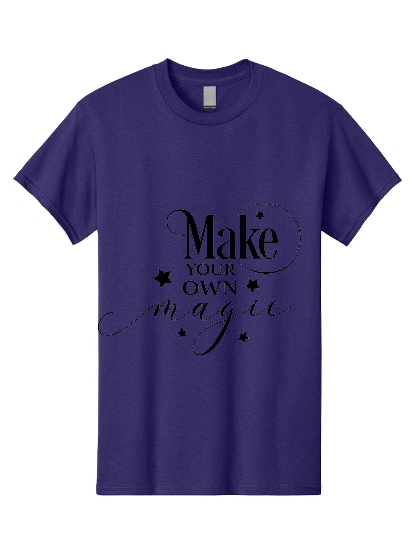 Make-Your-Own-Magic Men'S Graphic Tee, 100% Cotton, Comfortable Casual Summer Wear, Machine Washable, Inspirational Quote, Motivational Phrase, Magic Spell, Stars Decoration, Typography Art, Positive Vibes, Empowerment Message, Mystical Charm Aac988