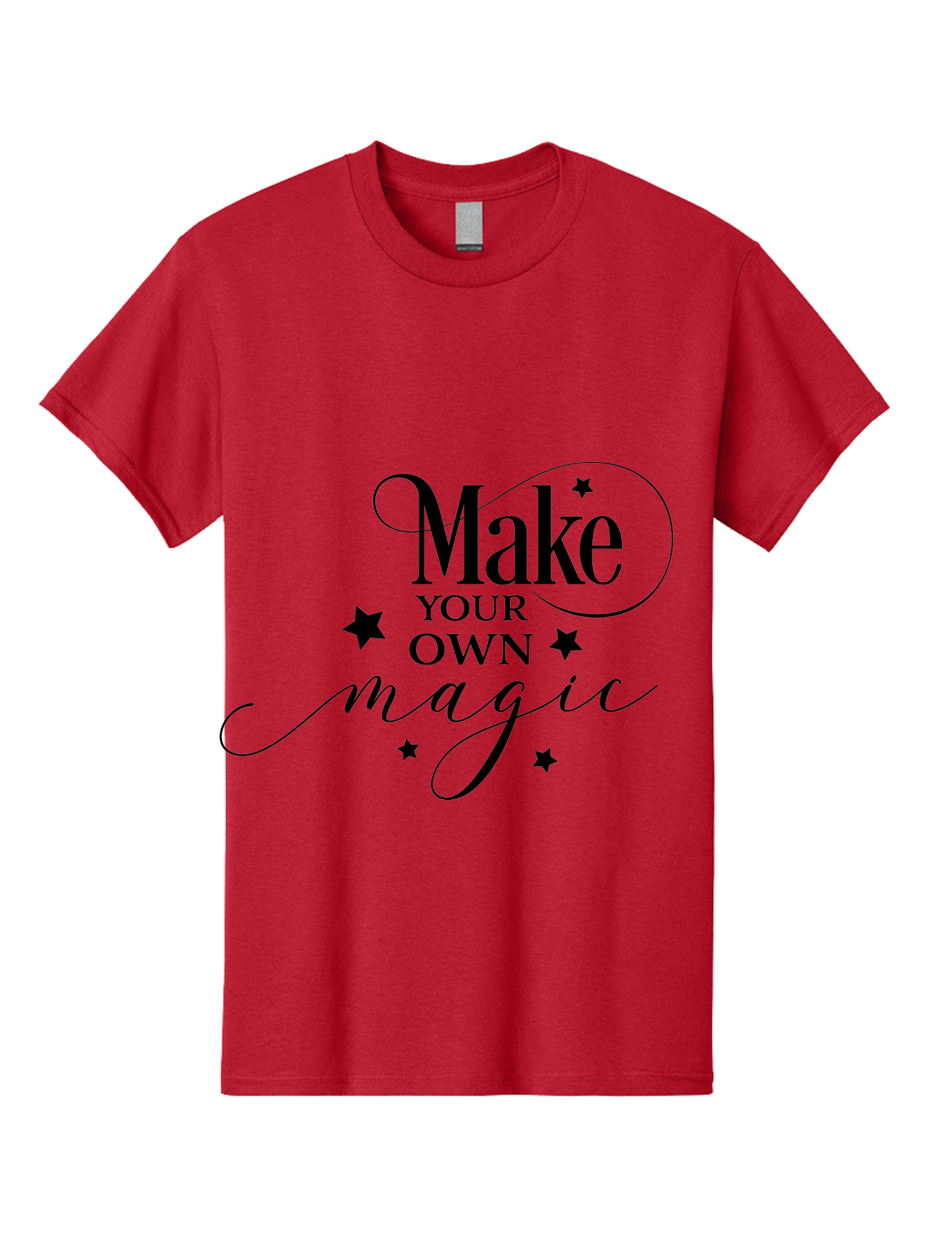 Make-Your-Own-Magic Men'S Graphic Tee, 100% Cotton, Comfortable Casual Summer Wear, Machine Washable, Inspirational Quote, Motivational Phrase, Magic Spell, Stars Decoration, Typography Art, Positive Vibes, Empowerment Message, Mystical Charm Aac988