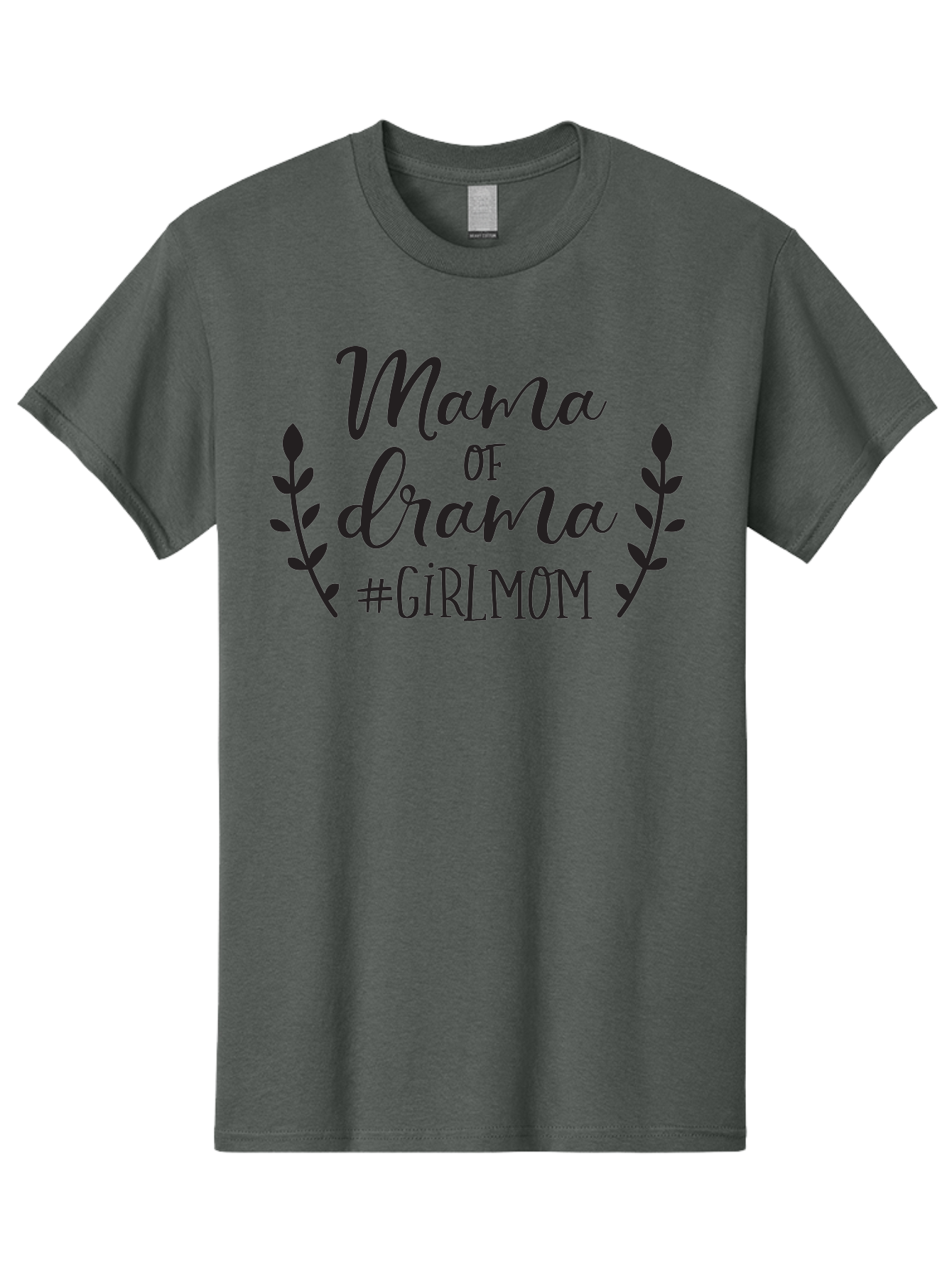 Mama-Of-Drama-Girlmom Men'S Graphic Tee, 100% Cotton, Comfortable Casual Summer Wear, Machine Washable, Mama Of Drama, Girl Mom Quote, Funny Motherhood, Parenting Humor, Girlmom Hashtag, Elegant Script Font, Floral Wreath Design, Sassy Mama, Aac992