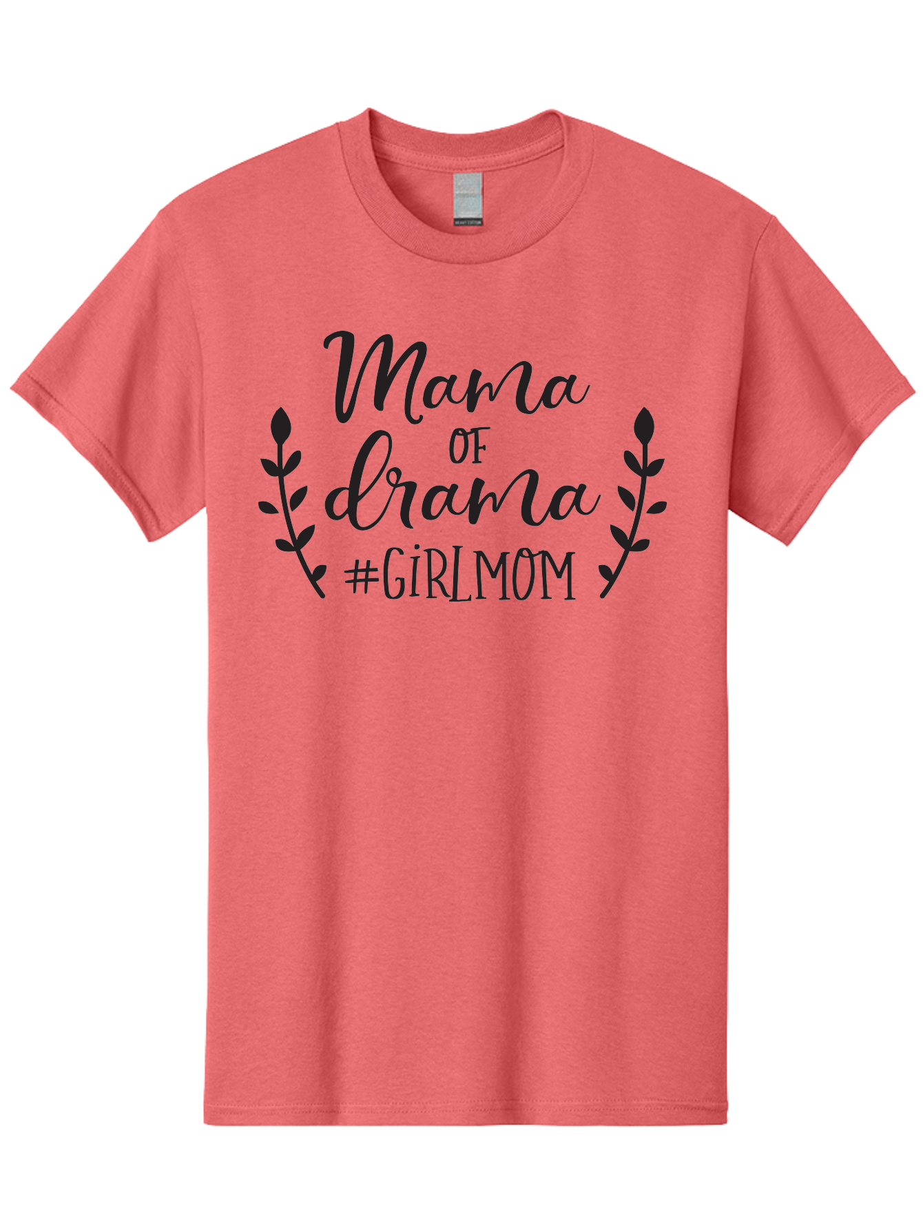 Mama-Of-Drama-Girlmom Men'S Graphic Tee, 100% Cotton, Comfortable Casual Summer Wear, Machine Washable, Mama Of Drama, Girl Mom Quote, Funny Motherhood, Parenting Humor, Girlmom Hashtag, Elegant Script Font, Floral Wreath Design, Sassy Mama, Aac992