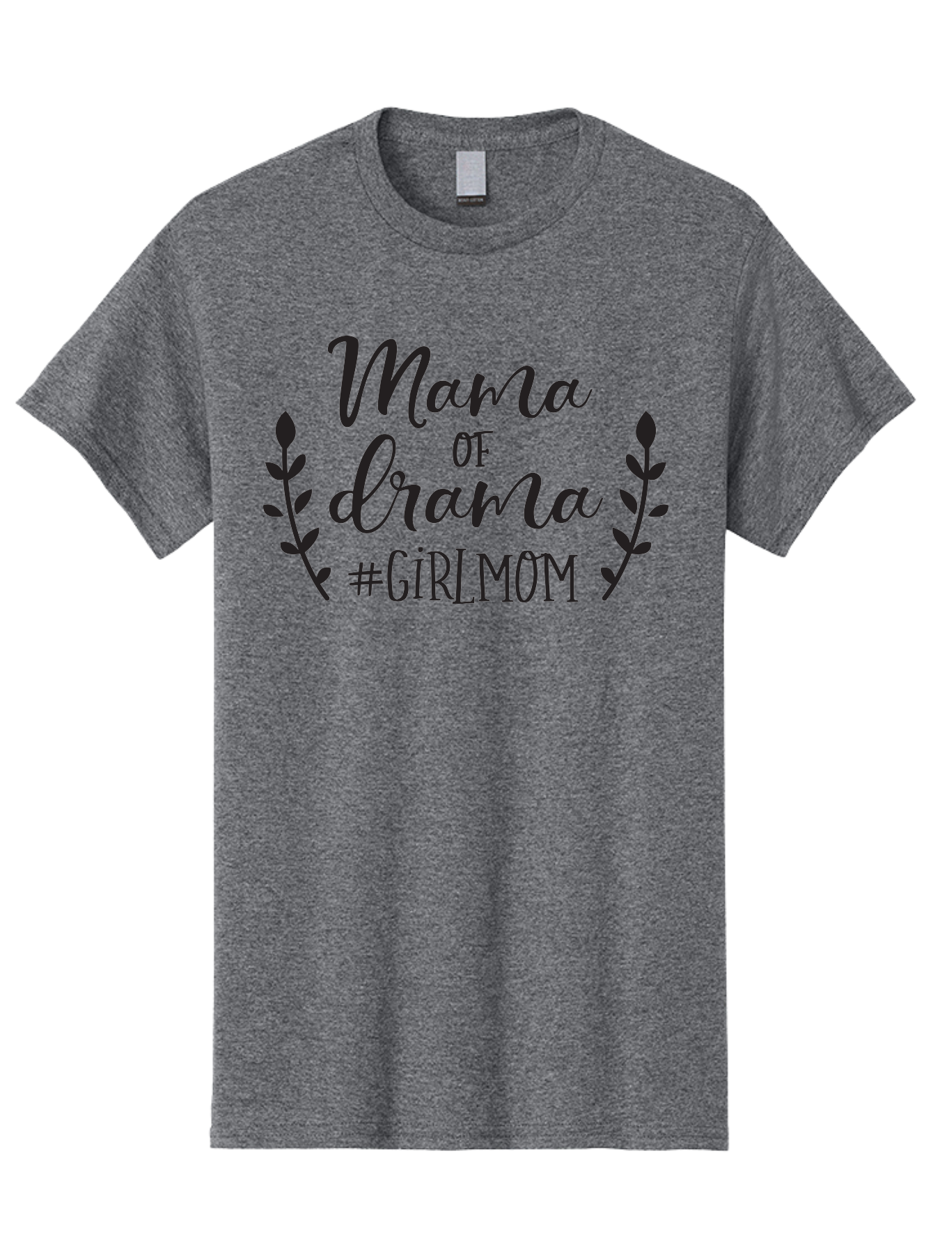 Mama-Of-Drama-Girlmom Men'S Graphic Tee, 100% Cotton, Comfortable Casual Summer Wear, Machine Washable, Mama Of Drama, Girl Mom Quote, Funny Motherhood, Parenting Humor, Girlmom Hashtag, Elegant Script Font, Floral Wreath Design, Sassy Mama, Aac992