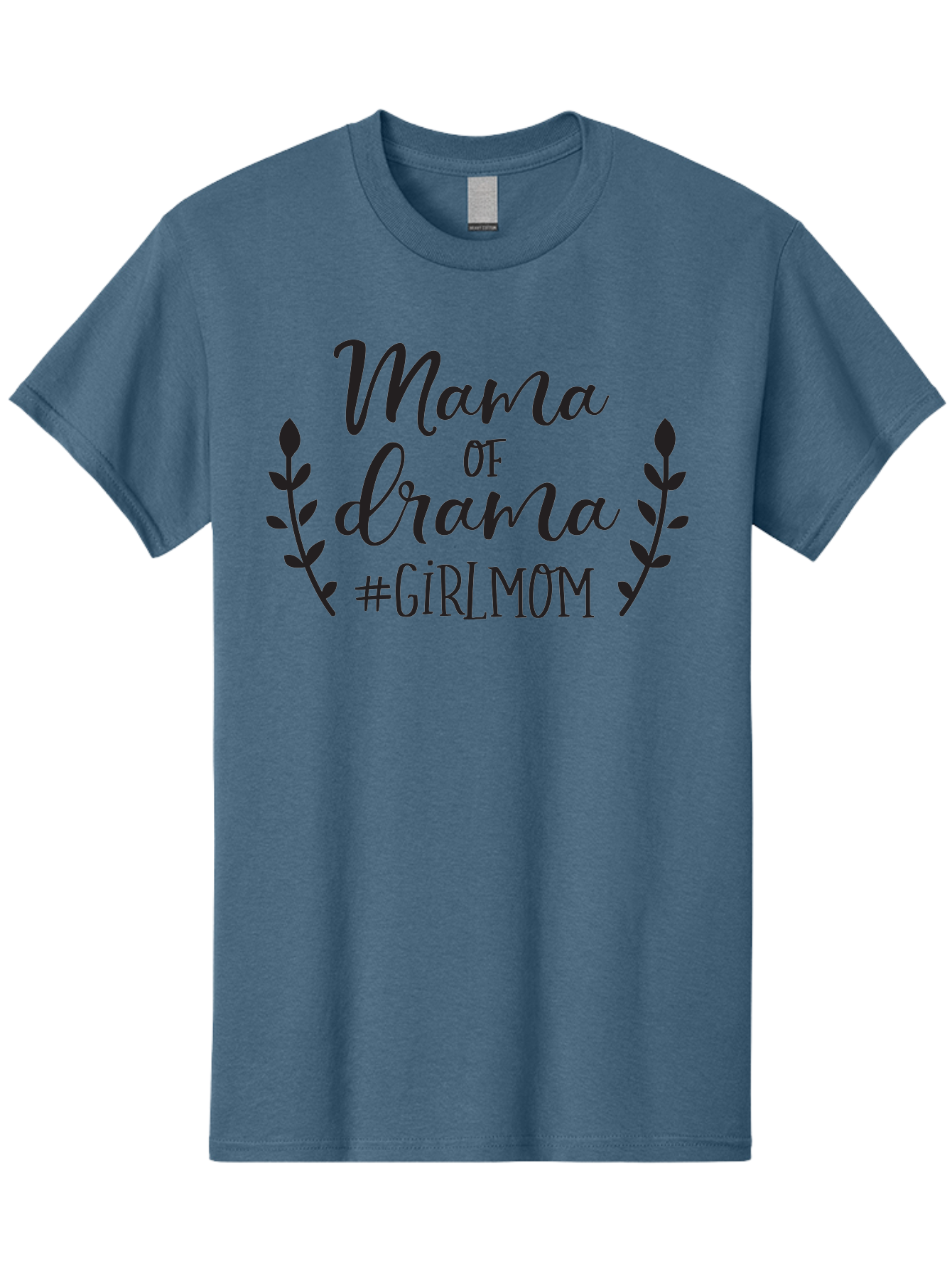 Mama-Of-Drama-Girlmom Men'S Graphic Tee, 100% Cotton, Comfortable Casual Summer Wear, Machine Washable, Mama Of Drama, Girl Mom Quote, Funny Motherhood, Parenting Humor, Girlmom Hashtag, Elegant Script Font, Floral Wreath Design, Sassy Mama, Aac992