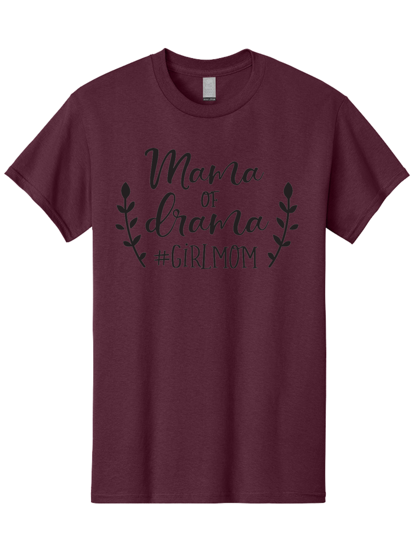 Mama-Of-Drama-Girlmom Men'S Graphic Tee, 100% Cotton, Comfortable Casual Summer Wear, Machine Washable, Mama Of Drama, Girl Mom Quote, Funny Motherhood, Parenting Humor, Girlmom Hashtag, Elegant Script Font, Floral Wreath Design, Sassy Mama, Aac992