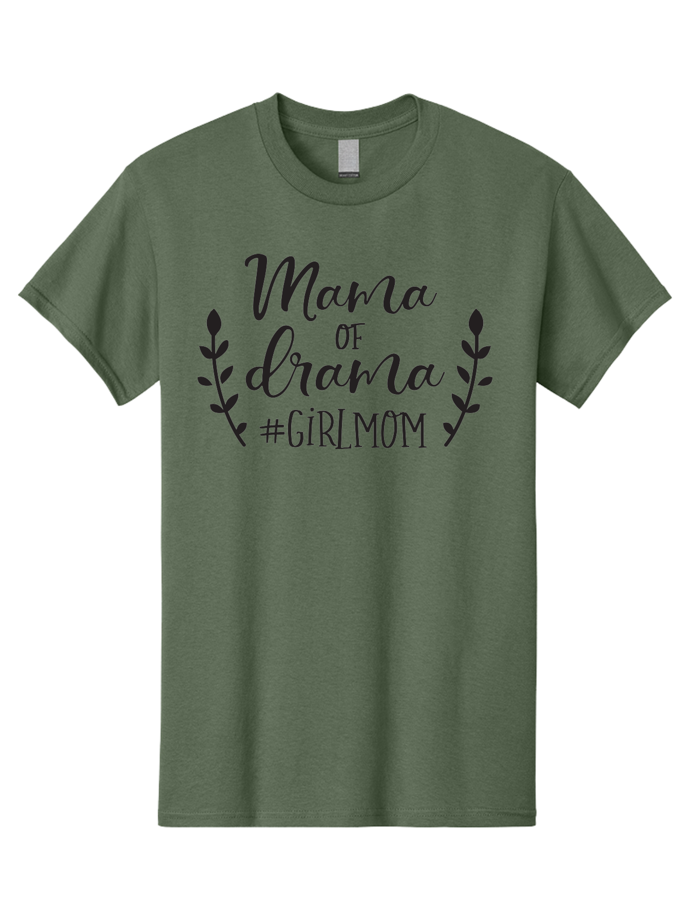Mama-Of-Drama-Girlmom Men'S Graphic Tee, 100% Cotton, Comfortable Casual Summer Wear, Machine Washable, Mama Of Drama, Girl Mom Quote, Funny Motherhood, Parenting Humor, Girlmom Hashtag, Elegant Script Font, Floral Wreath Design, Sassy Mama, Aac992