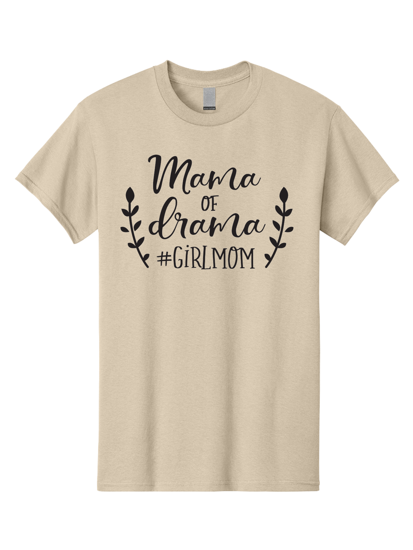 Mama-Of-Drama-Girlmom Men'S Graphic Tee, 100% Cotton, Comfortable Casual Summer Wear, Machine Washable, Mama Of Drama, Girl Mom Quote, Funny Motherhood, Parenting Humor, Girlmom Hashtag, Elegant Script Font, Floral Wreath Design, Sassy Mama, Aac992