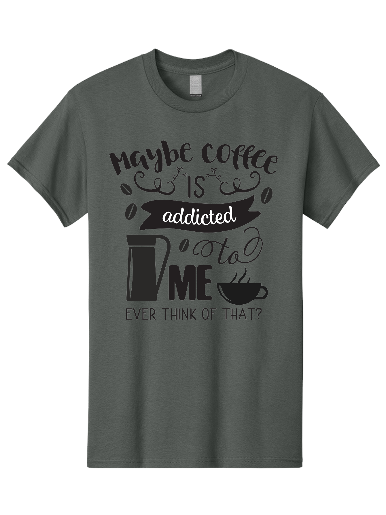 Maybe-Coffee-Is-Addicted-To-Me Men'S Graphic Tee, 100% Cotton, Comfortable Casual Summer Wear, Machine Washable, Coffee Lover Quote, Coffee Humor, Morning Motivation, Caffeine Addiction, Funny Coffee Sayings, Coffee Culture Aac996