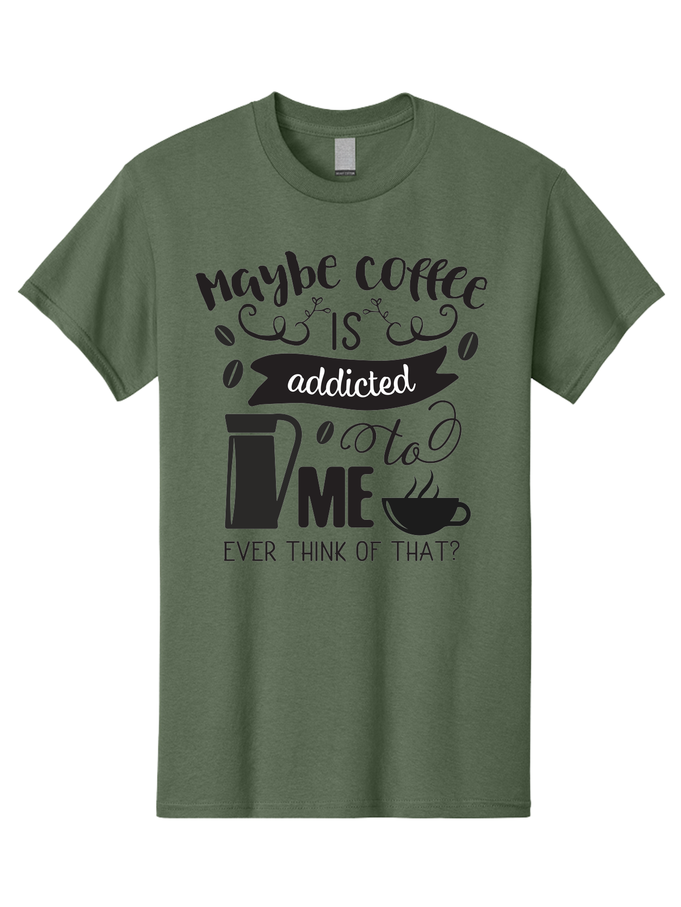 Maybe-Coffee-Is-Addicted-To-Me Men'S Graphic Tee, 100% Cotton, Comfortable Casual Summer Wear, Machine Washable, Coffee Lover Quote, Coffee Humor, Morning Motivation, Caffeine Addiction, Funny Coffee Sayings, Coffee Culture Aac996