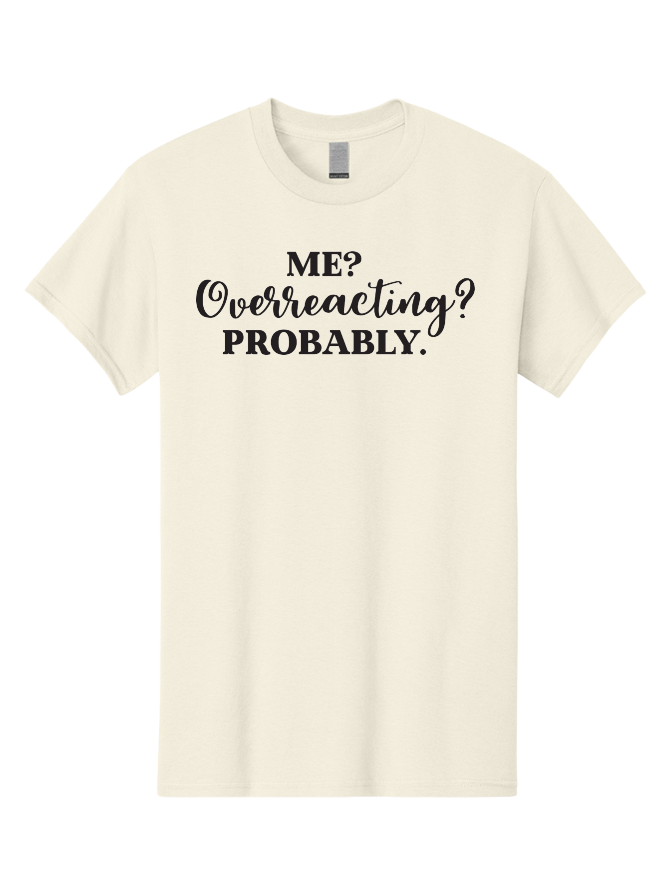 Me-Overreacting-Probably Men'S Graphic Tee, 100% Cotton, Comfortable Casual Summer Wear, Machine Washable, Funny Quote, Humor, Sarcasm, Relatable, Memes, Reactions, Emotional Responses, Sass, Wit, Humorously Self-Aware, Snarky, Modern Lingo Aac998
