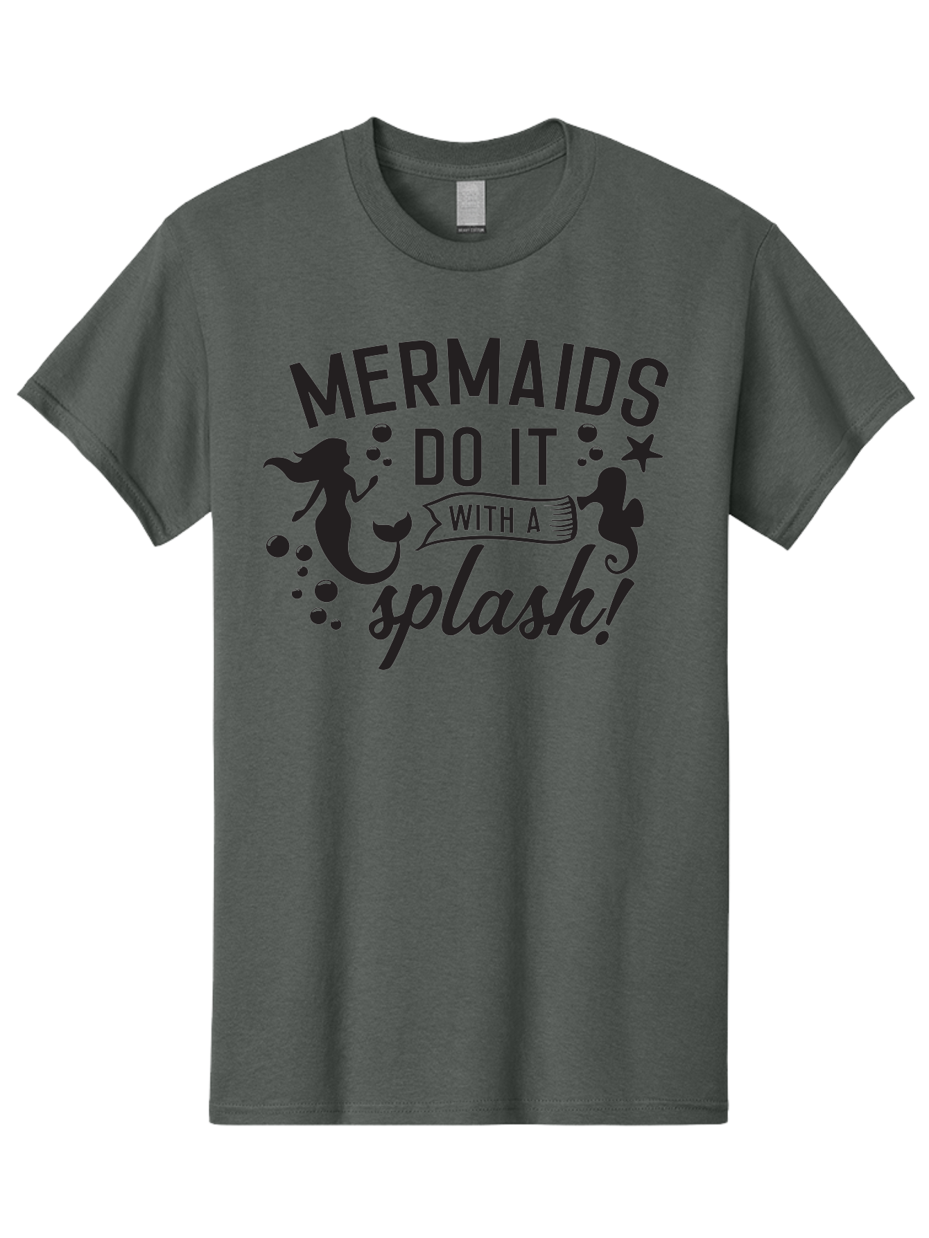 Mermaids-Do-It-With-A-Splash Men'S Graphic Tee, 100% Cotton, Comfortable Casual Summer Wear, Machine Washable, Mermaid Silhouettes, Ocean Creatures, Playful Graphics, Whimsical Design, Underwater Theme, Aquatic Life, Fun Phrases, Aad002