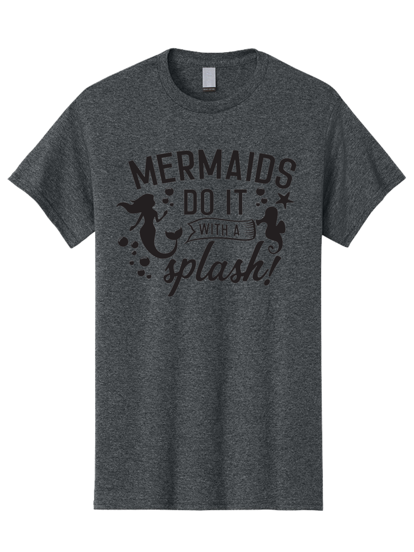 Mermaids-Do-It-With-A-Splash Men'S Graphic Tee, 100% Cotton, Comfortable Casual Summer Wear, Machine Washable, Mermaid Silhouettes, Ocean Creatures, Playful Graphics, Whimsical Design, Underwater Theme, Aquatic Life, Fun Phrases, Aad002