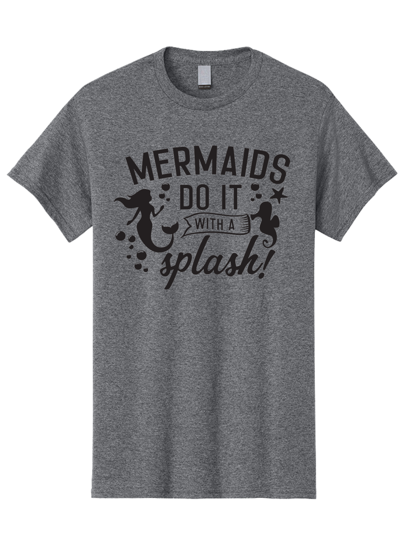 Mermaids-Do-It-With-A-Splash Men'S Graphic Tee, 100% Cotton, Comfortable Casual Summer Wear, Machine Washable, Mermaid Silhouettes, Ocean Creatures, Playful Graphics, Whimsical Design, Underwater Theme, Aquatic Life, Fun Phrases, Aad002