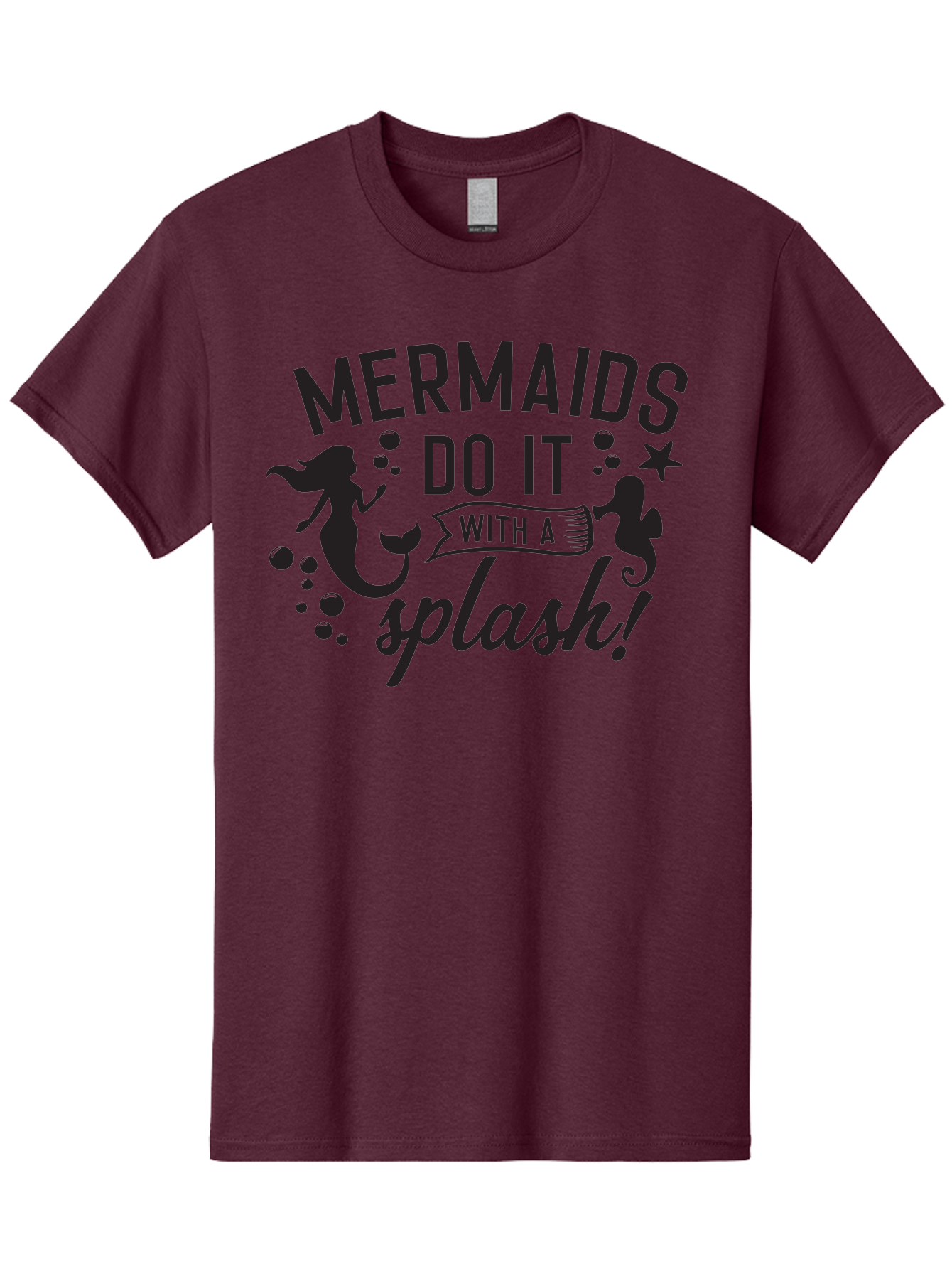 Mermaids-Do-It-With-A-Splash Men'S Graphic Tee, 100% Cotton, Comfortable Casual Summer Wear, Machine Washable, Mermaid Silhouettes, Ocean Creatures, Playful Graphics, Whimsical Design, Underwater Theme, Aquatic Life, Fun Phrases, Aad002