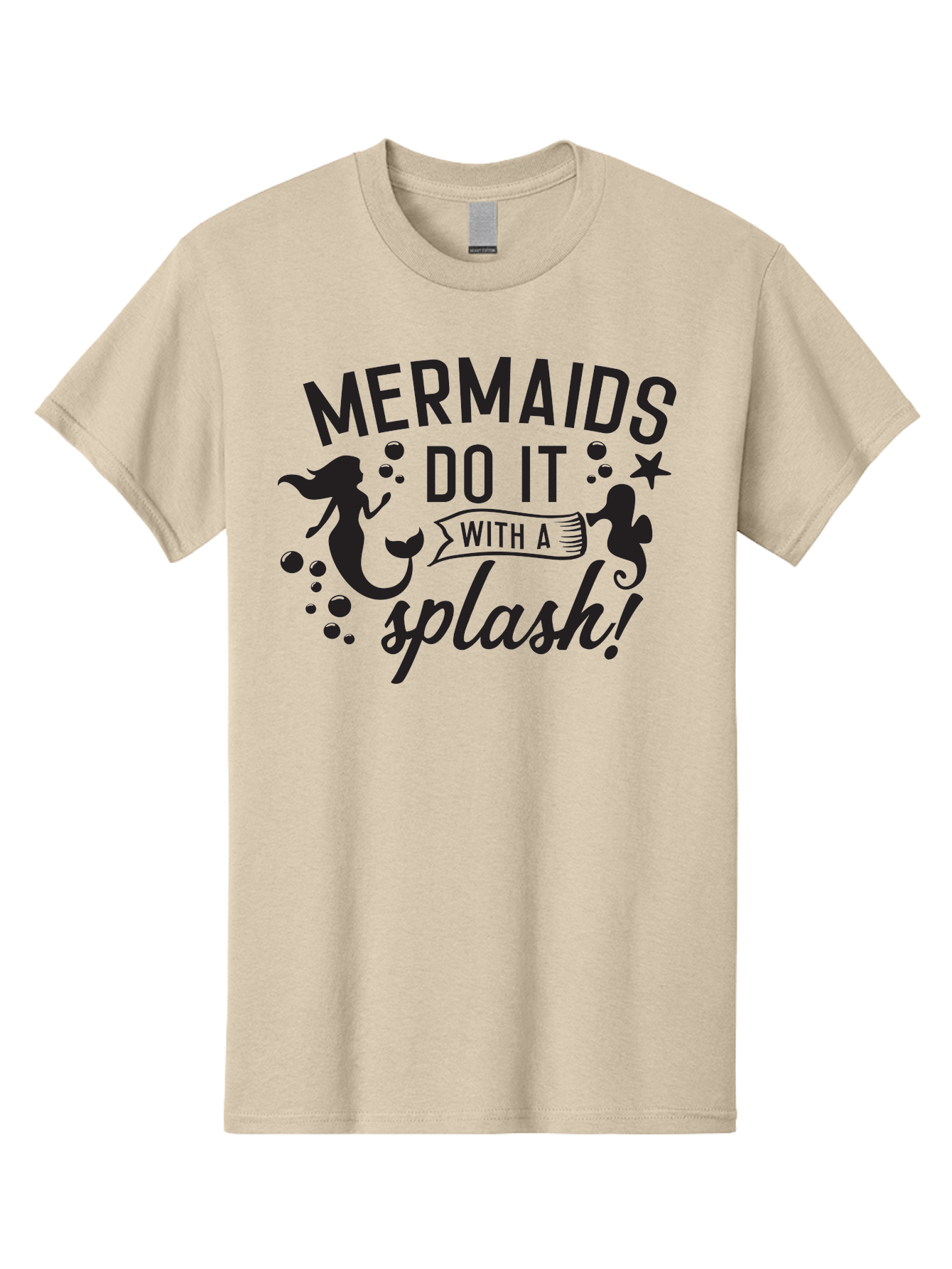 Mermaids-Do-It-With-A-Splash Men'S Graphic Tee, 100% Cotton, Comfortable Casual Summer Wear, Machine Washable, Mermaid Silhouettes, Ocean Creatures, Playful Graphics, Whimsical Design, Underwater Theme, Aquatic Life, Fun Phrases, Aad002