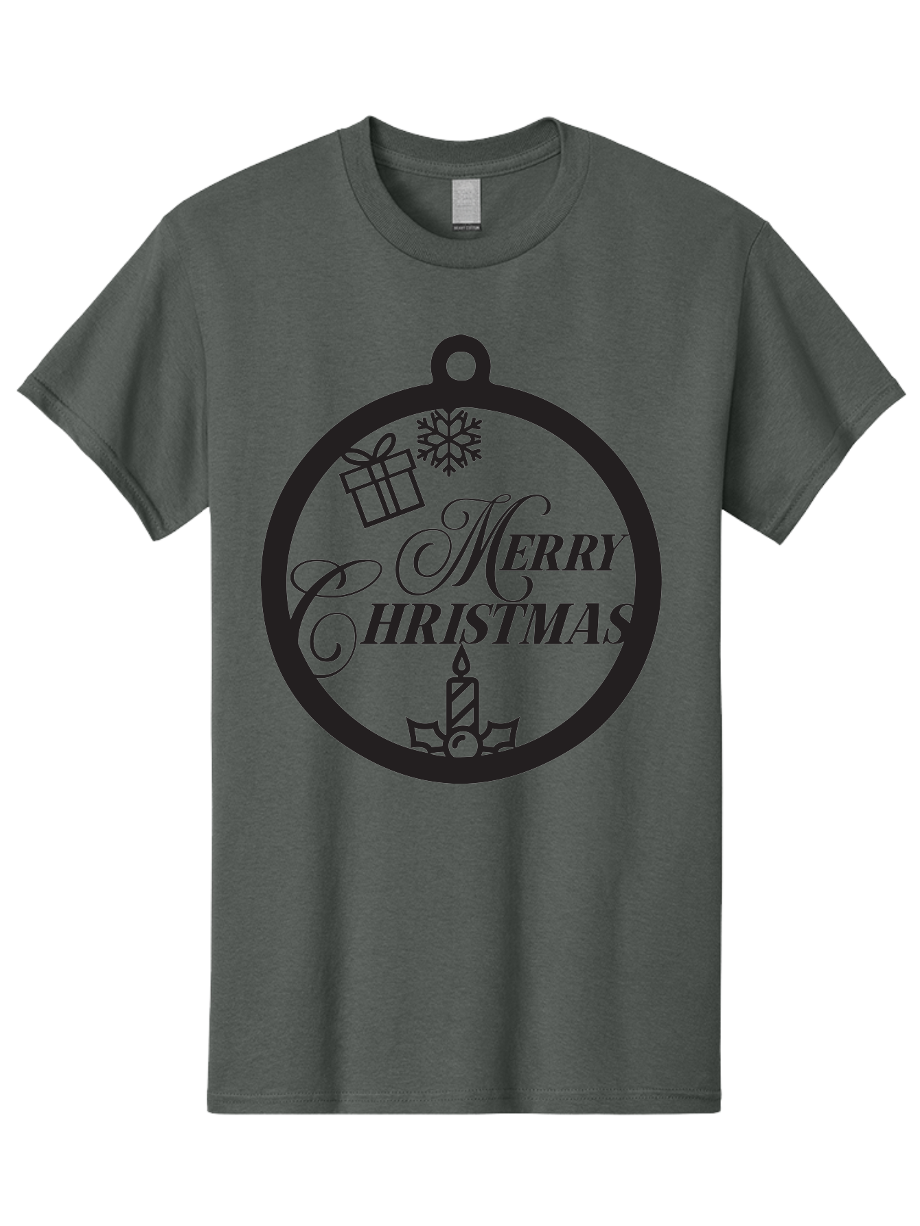 Merry-Christmas Men'S Graphic Tee, 100% Cotton, Comfortable Casual Summer Wear, Machine Washable, Christmas Ornament, Festive Decorations, Holiday Cheer, Merry Christmas Message, Gift Giving, Candlelight, Snowflake, Christmas Gifts, Aad004