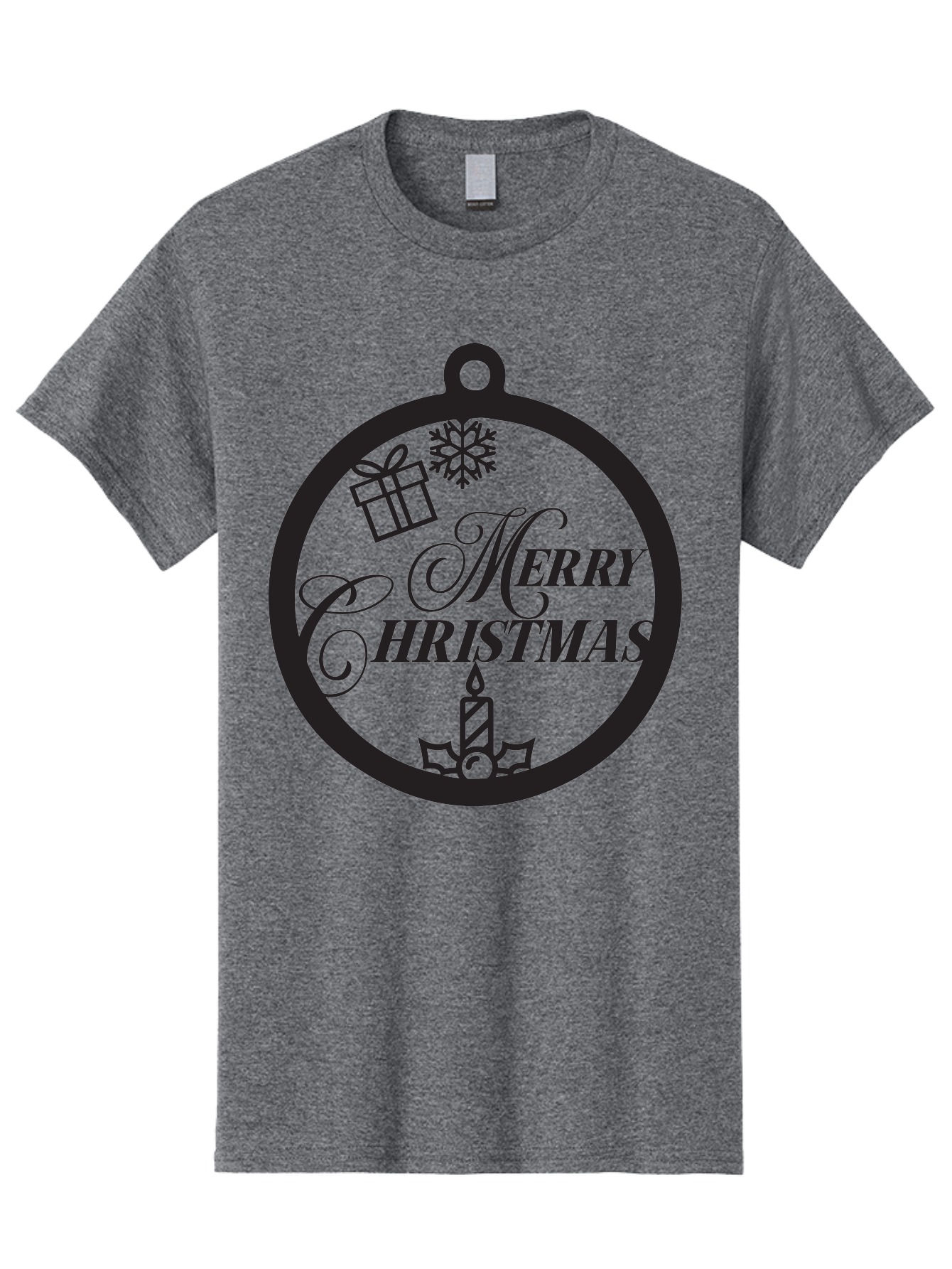 Merry-Christmas Men'S Graphic Tee, 100% Cotton, Comfortable Casual Summer Wear, Machine Washable, Christmas Ornament, Festive Decorations, Holiday Cheer, Merry Christmas Message, Gift Giving, Candlelight, Snowflake, Christmas Gifts, Aad004