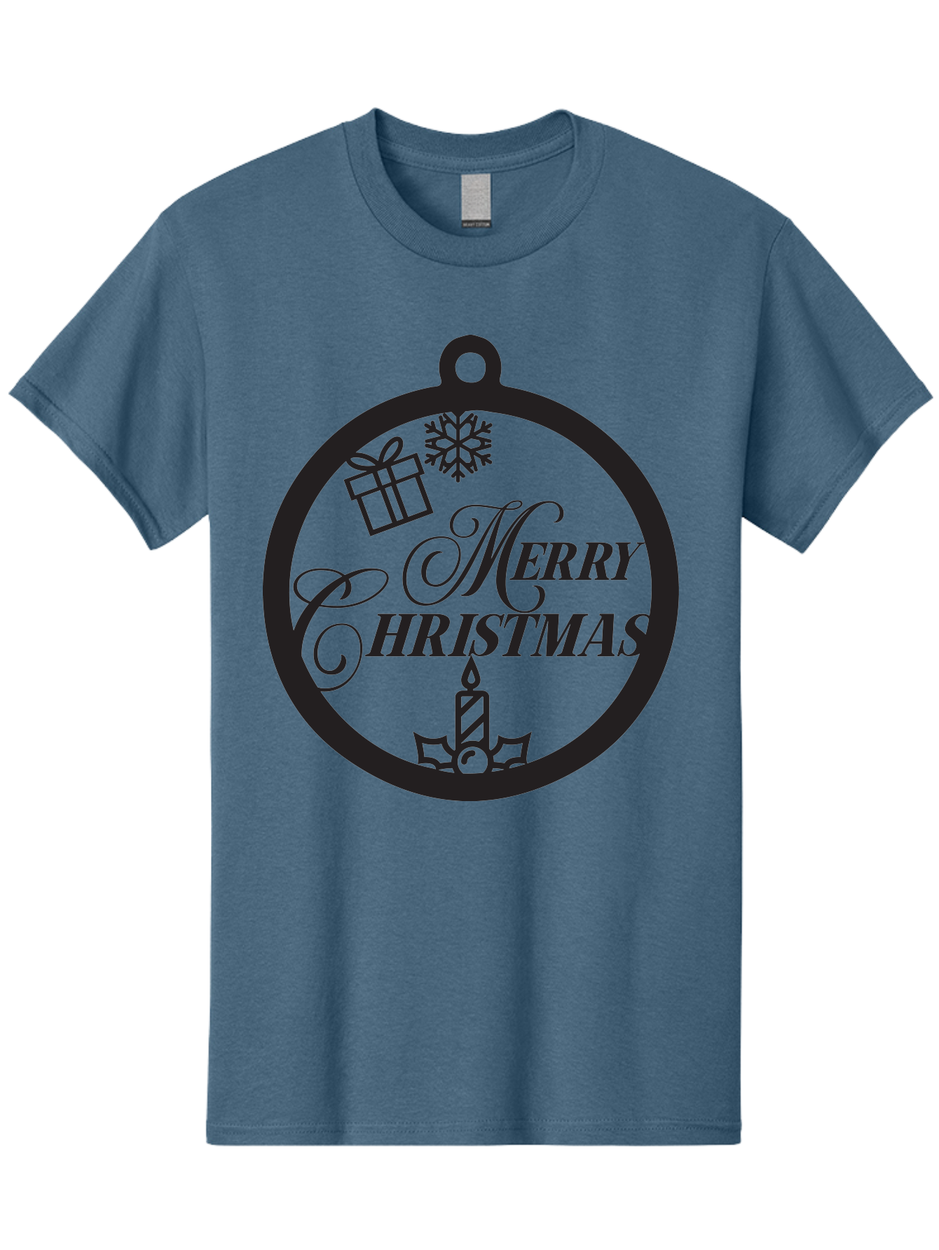 Merry-Christmas Men'S Graphic Tee, 100% Cotton, Comfortable Casual Summer Wear, Machine Washable, Christmas Ornament, Festive Decorations, Holiday Cheer, Merry Christmas Message, Gift Giving, Candlelight, Snowflake, Christmas Gifts, Aad004