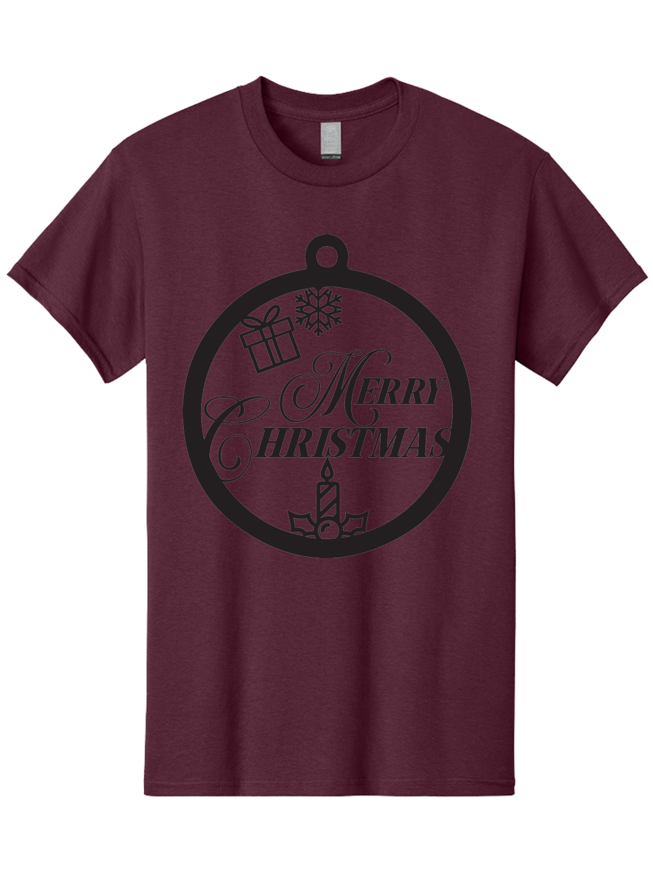 Merry-Christmas Men'S Graphic Tee, 100% Cotton, Comfortable Casual Summer Wear, Machine Washable, Christmas Ornament, Festive Decorations, Holiday Cheer, Merry Christmas Message, Gift Giving, Candlelight, Snowflake, Christmas Gifts, Aad004