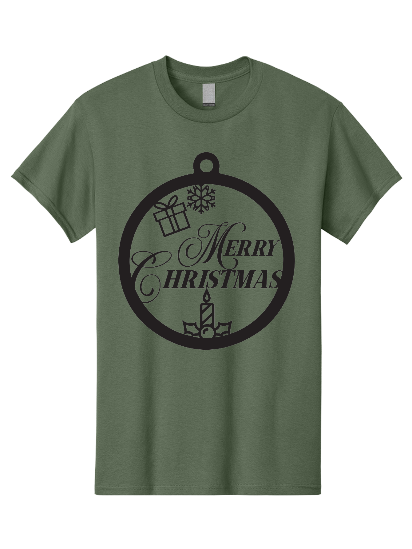 Merry-Christmas Men'S Graphic Tee, 100% Cotton, Comfortable Casual Summer Wear, Machine Washable, Christmas Ornament, Festive Decorations, Holiday Cheer, Merry Christmas Message, Gift Giving, Candlelight, Snowflake, Christmas Gifts, Aad004
