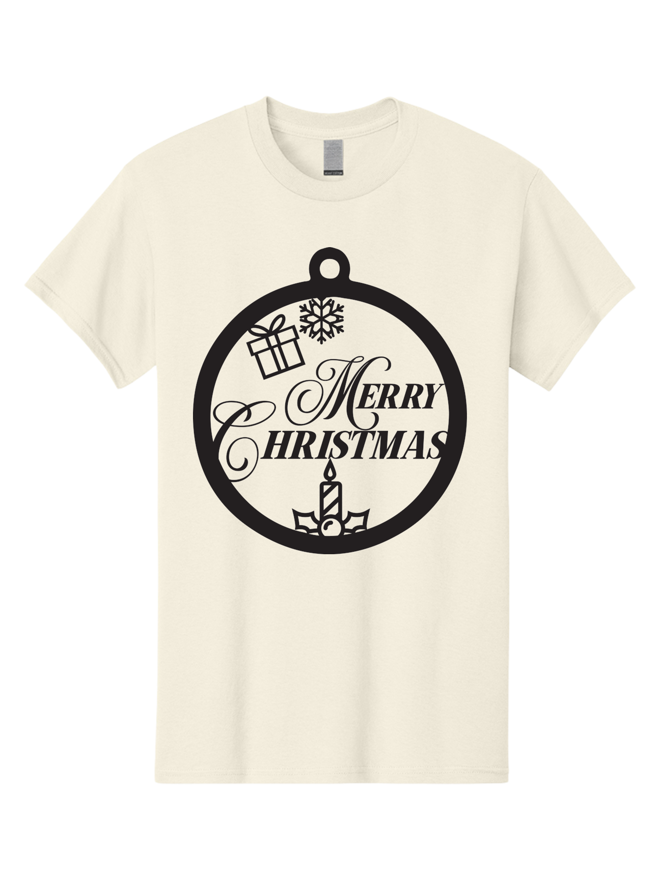 Merry-Christmas Men'S Graphic Tee, 100% Cotton, Comfortable Casual Summer Wear, Machine Washable, Christmas Ornament, Festive Decorations, Holiday Cheer, Merry Christmas Message, Gift Giving, Candlelight, Snowflake, Christmas Gifts, Aad004