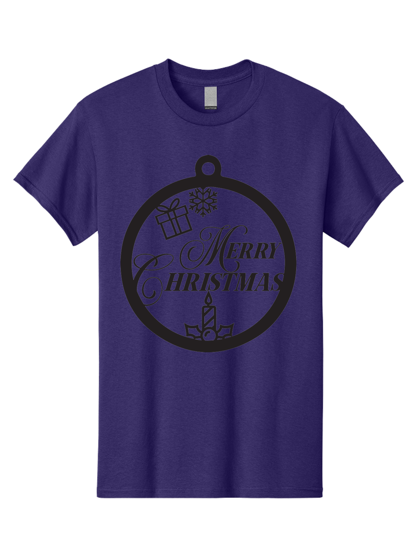 Merry-Christmas Men'S Graphic Tee, 100% Cotton, Comfortable Casual Summer Wear, Machine Washable, Christmas Ornament, Festive Decorations, Holiday Cheer, Merry Christmas Message, Gift Giving, Candlelight, Snowflake, Christmas Gifts, Aad004