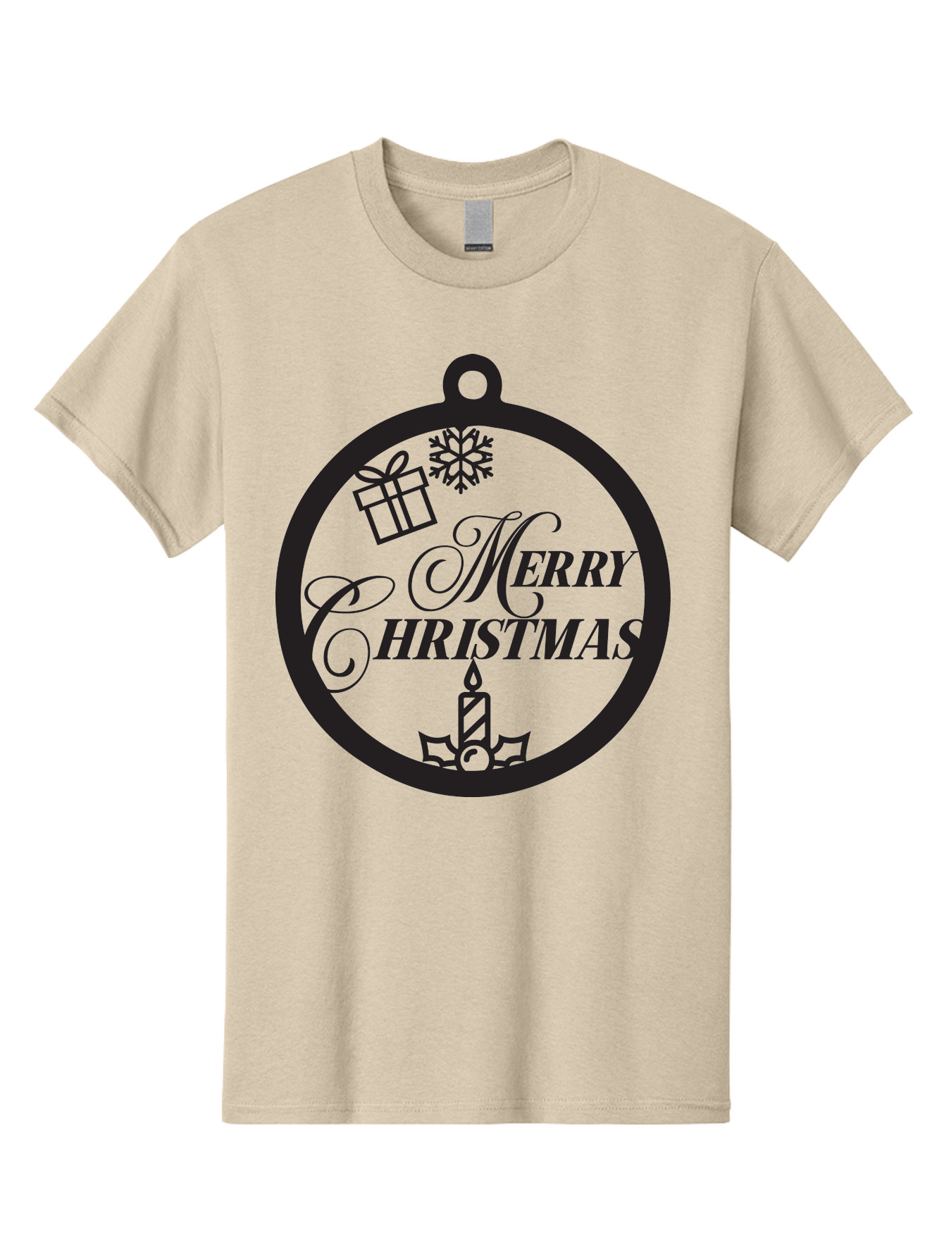 Merry-Christmas Men'S Graphic Tee, 100% Cotton, Comfortable Casual Summer Wear, Machine Washable, Christmas Ornament, Festive Decorations, Holiday Cheer, Merry Christmas Message, Gift Giving, Candlelight, Snowflake, Christmas Gifts, Aad004