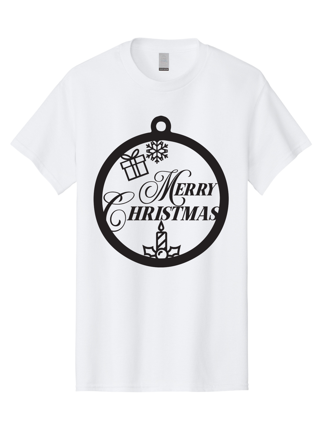 Merry-Christmas Men'S Graphic Tee, 100% Cotton, Comfortable Casual Summer Wear, Machine Washable, Christmas Ornament, Festive Decorations, Holiday Cheer, Merry Christmas Message, Gift Giving, Candlelight, Snowflake, Christmas Gifts, Aad004