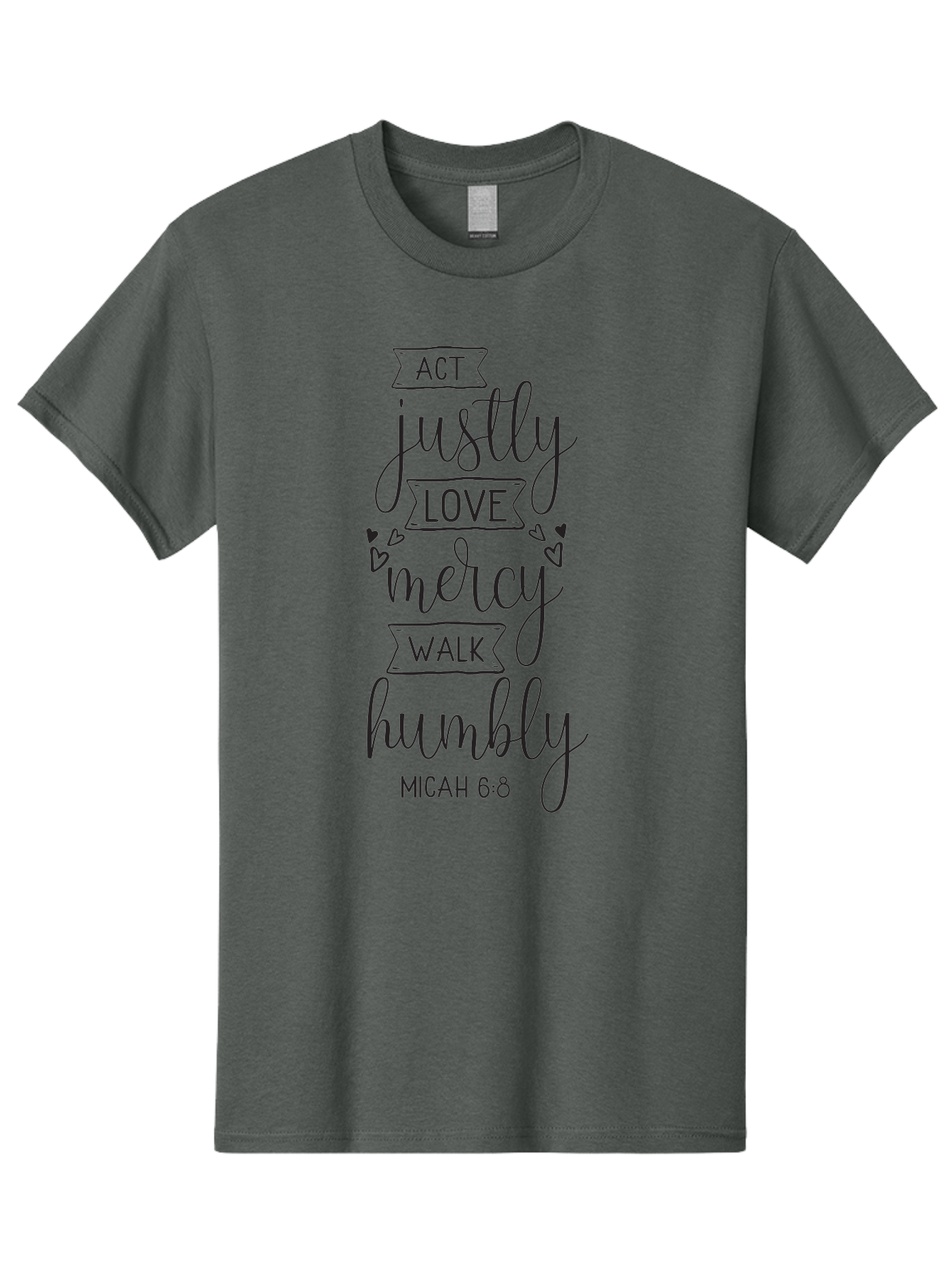 Micah-6-8 Men'S Graphic Tee, 100% Cotton, Comfortable Casual Summer Wear, Machine Washable, Inspirational Quote, Biblical Verse, Micah 6:8, Act Justly, Love Mercy, Walk Humbly, Motivational Words, Heartwarming Message, Kindness, Compassion, Aad007