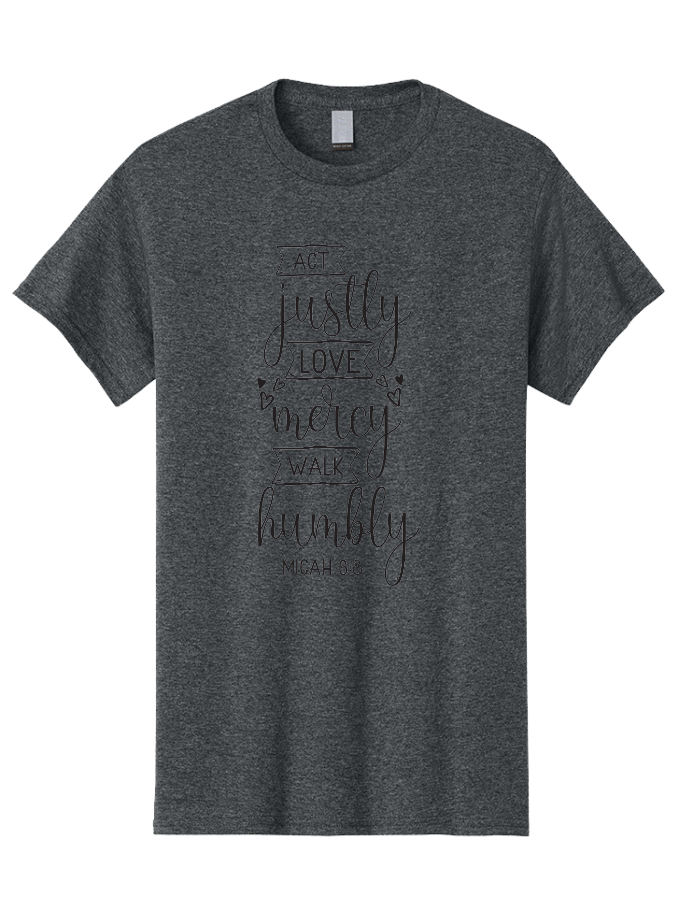 Micah-6-8 Men'S Graphic Tee, 100% Cotton, Comfortable Casual Summer Wear, Machine Washable, Inspirational Quote, Biblical Verse, Micah 6:8, Act Justly, Love Mercy, Walk Humbly, Motivational Words, Heartwarming Message, Kindness, Compassion, Aad007