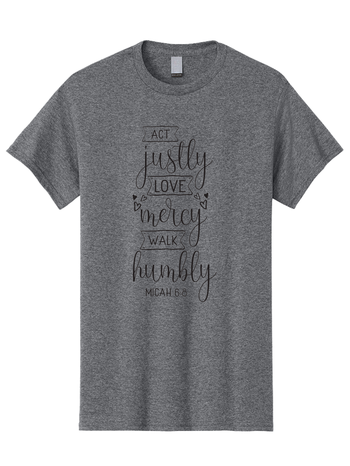Micah-6-8 Men'S Graphic Tee, 100% Cotton, Comfortable Casual Summer Wear, Machine Washable, Inspirational Quote, Biblical Verse, Micah 6:8, Act Justly, Love Mercy, Walk Humbly, Motivational Words, Heartwarming Message, Kindness, Compassion, Aad007