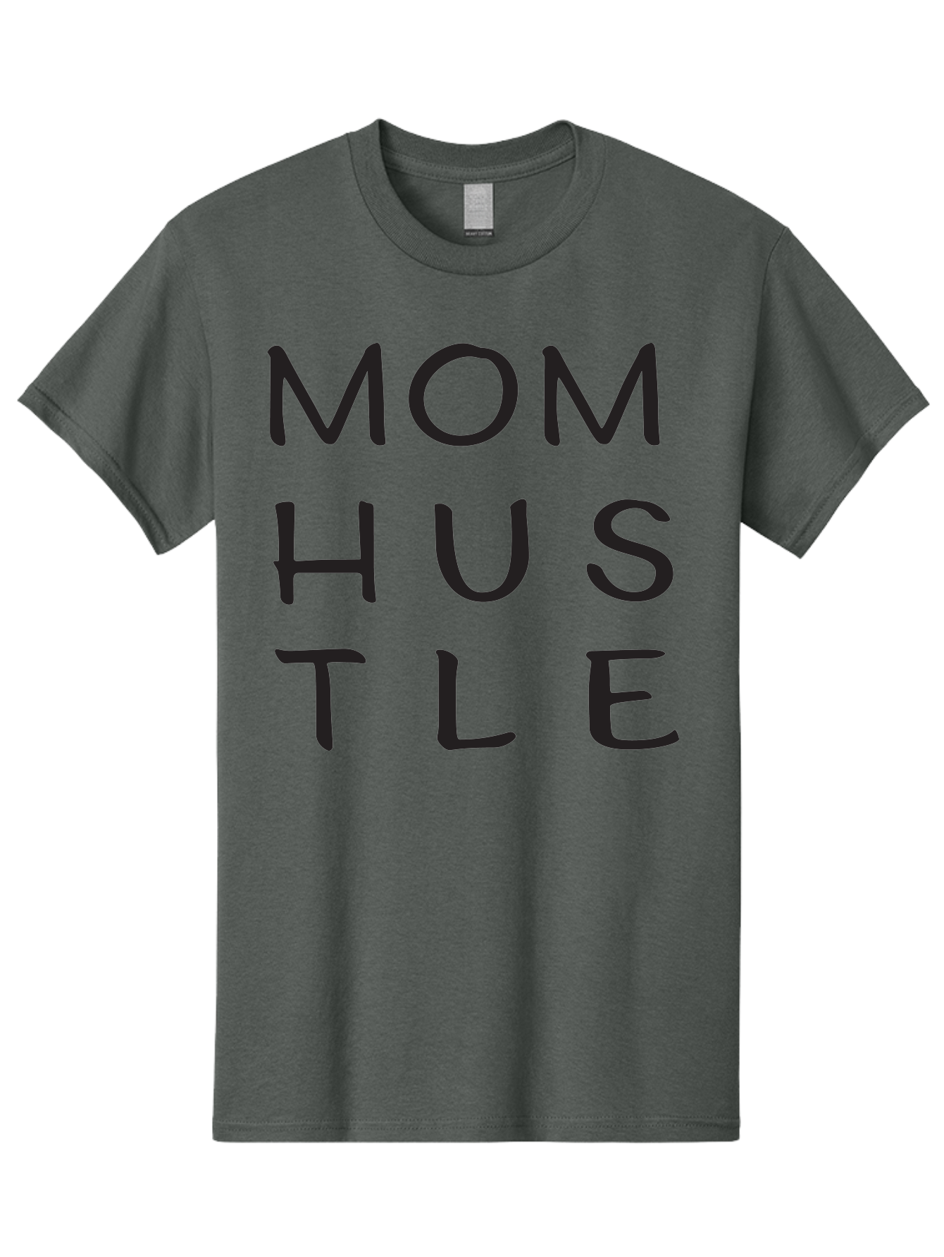 Mom-Hustle Men'S Graphic Tee, 100% Cotton, Comfortable Casual Summer Wear, Machine Washable, Motivational Quote, Mom Hustle, Handwritten Text, Black Font, Inspirational Phrase, Empowerment Message, Handwritten Style Aad011