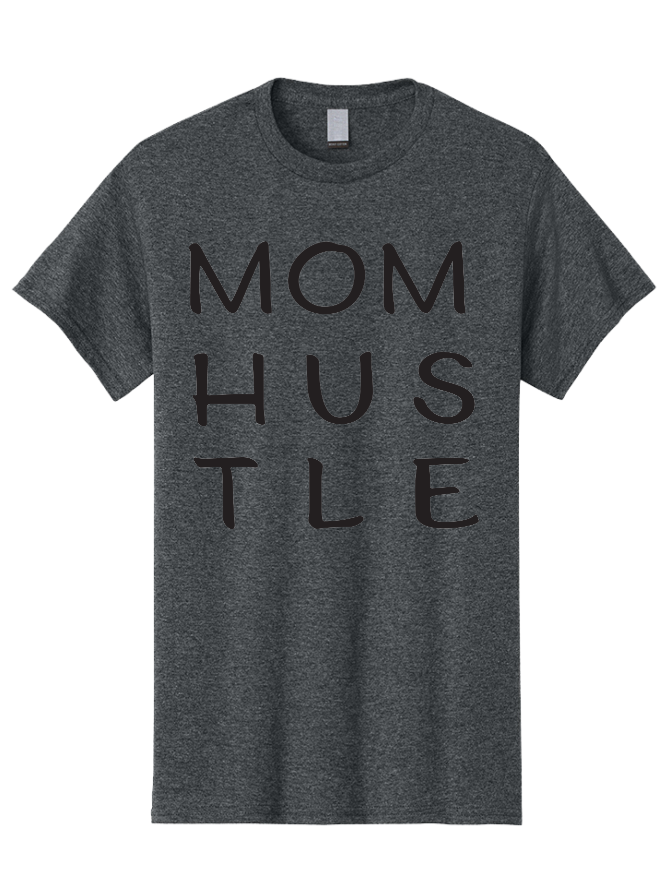 Mom-Hustle Men'S Graphic Tee, 100% Cotton, Comfortable Casual Summer Wear, Machine Washable, Motivational Quote, Mom Hustle, Handwritten Text, Black Font, Inspirational Phrase, Empowerment Message, Handwritten Style Aad011