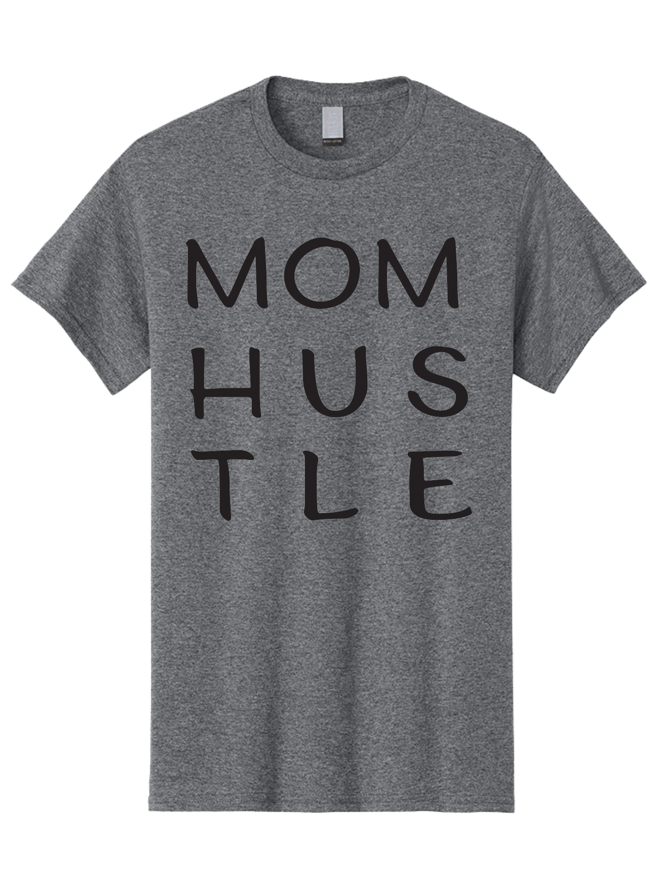 Mom-Hustle Men'S Graphic Tee, 100% Cotton, Comfortable Casual Summer Wear, Machine Washable, Motivational Quote, Mom Hustle, Handwritten Text, Black Font, Inspirational Phrase, Empowerment Message, Handwritten Style Aad011