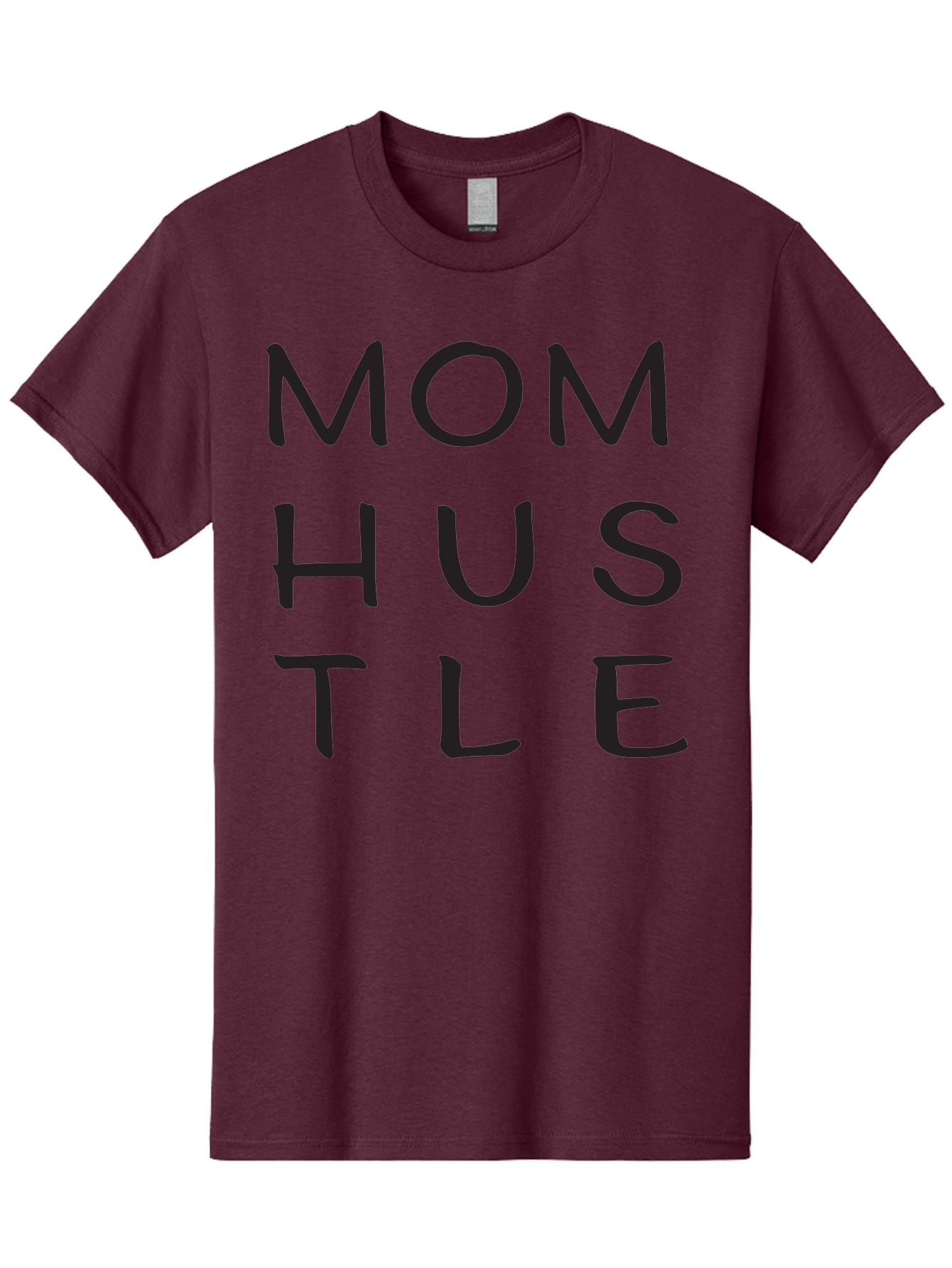 Mom-Hustle Men'S Graphic Tee, 100% Cotton, Comfortable Casual Summer Wear, Machine Washable, Motivational Quote, Mom Hustle, Handwritten Text, Black Font, Inspirational Phrase, Empowerment Message, Handwritten Style Aad011