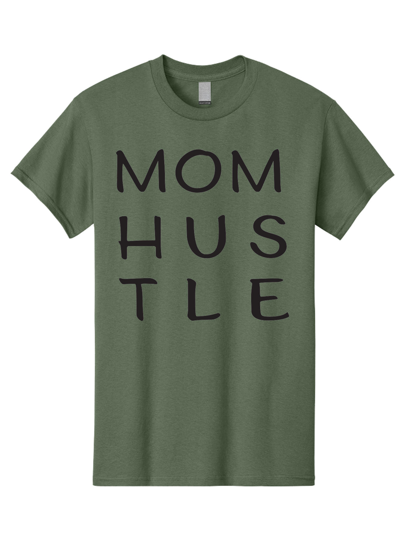 Mom-Hustle Men'S Graphic Tee, 100% Cotton, Comfortable Casual Summer Wear, Machine Washable, Motivational Quote, Mom Hustle, Handwritten Text, Black Font, Inspirational Phrase, Empowerment Message, Handwritten Style Aad011