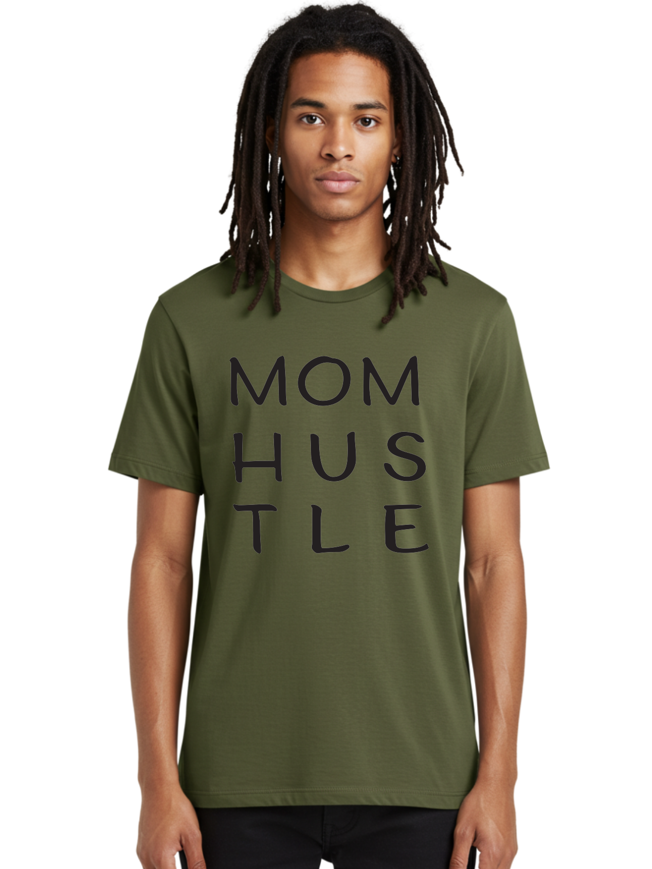 Mom-Hustle Men'S Graphic Tee, 100% Cotton, Comfortable Casual Summer Wear, Machine Washable, Motivational Quote, Mom Hustle, Handwritten Text, Black Font, Inspirational Phrase, Empowerment Message, Handwritten Style Aad011
