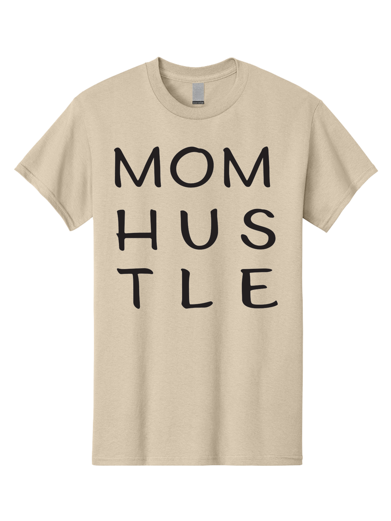 Mom-Hustle Men'S Graphic Tee, 100% Cotton, Comfortable Casual Summer Wear, Machine Washable, Motivational Quote, Mom Hustle, Handwritten Text, Black Font, Inspirational Phrase, Empowerment Message, Handwritten Style Aad011