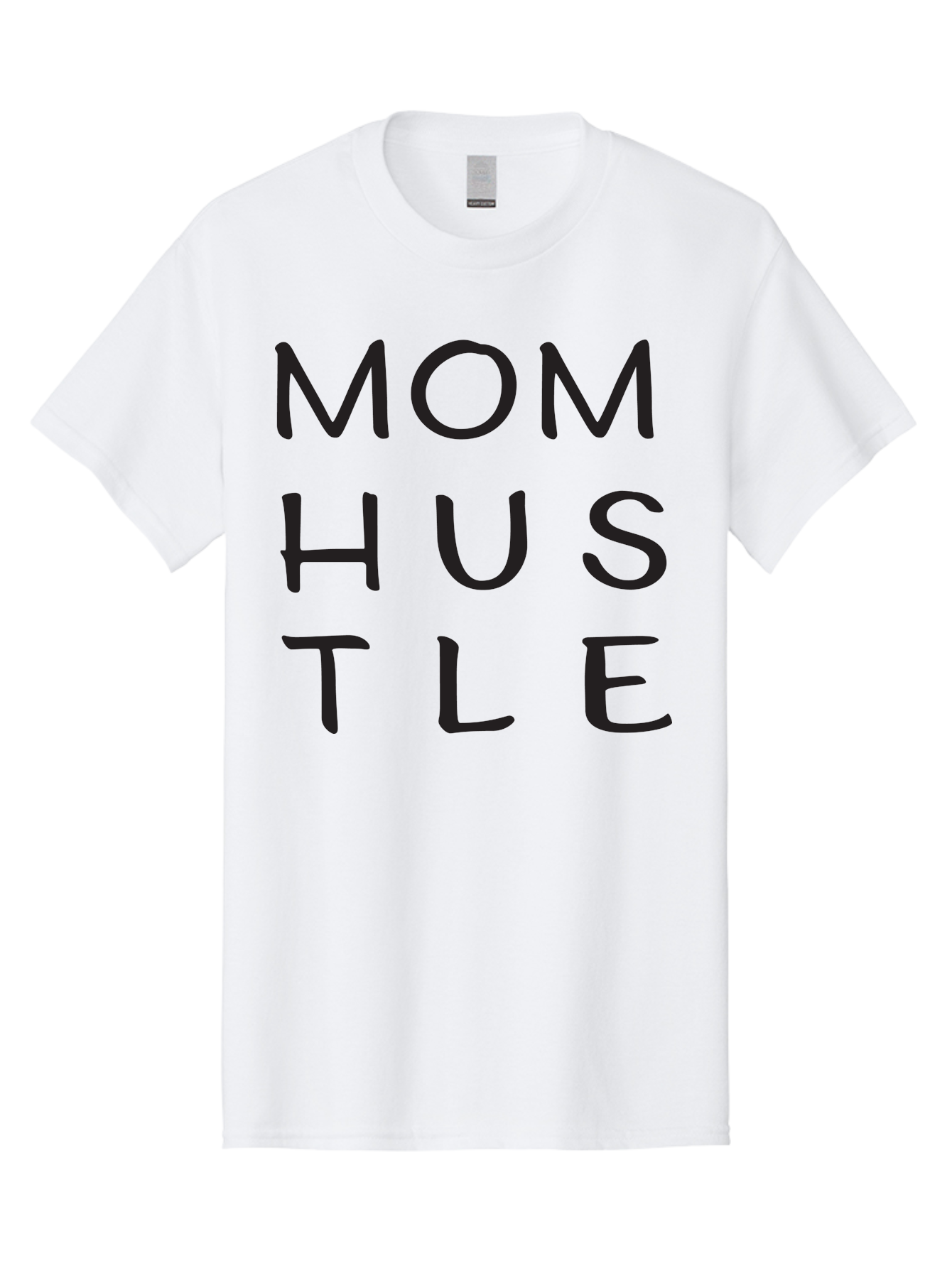Mom-Hustle Men'S Graphic Tee, 100% Cotton, Comfortable Casual Summer Wear, Machine Washable, Motivational Quote, Mom Hustle, Handwritten Text, Black Font, Inspirational Phrase, Empowerment Message, Handwritten Style Aad011