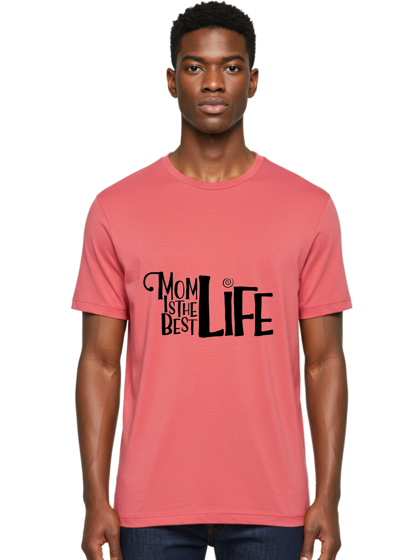 Mom-Is-The-Best-Life Men'S Graphic Tee, 100% Cotton, Comfortable Casual Summer Wear, Machine Washable, Mom Life, Motherhood, Mom Quotes, Inspirational Quotes, Quote Art, Typography, Mom Is The Best, Mother'S Day Gift Ideas, Parenting Aad012