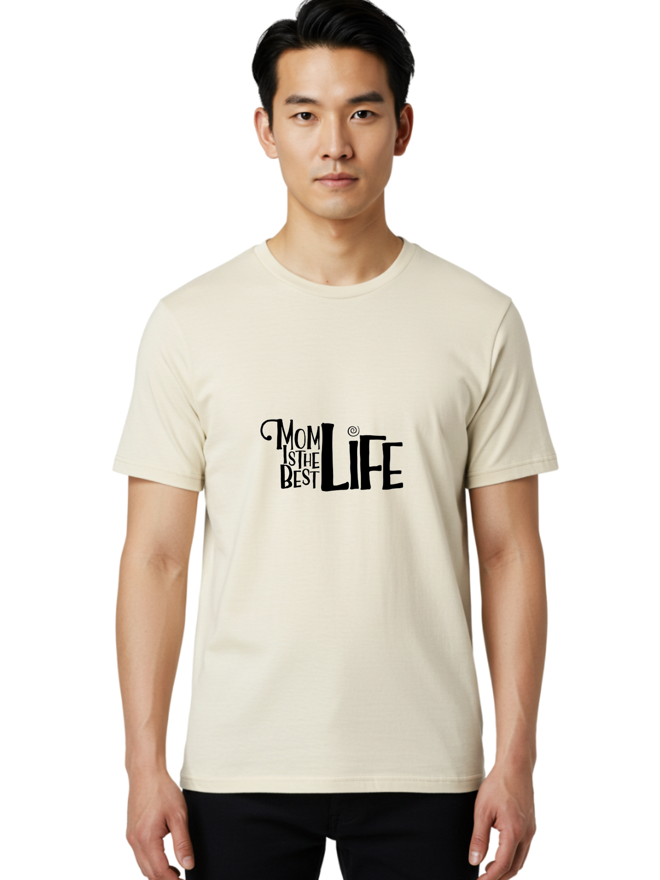 Mom-Is-The-Best-Life Men'S Graphic Tee, 100% Cotton, Comfortable Casual Summer Wear, Machine Washable, Mom Life, Motherhood, Mom Quotes, Inspirational Quotes, Quote Art, Typography, Mom Is The Best, Mother'S Day Gift Ideas, Parenting Aad012
