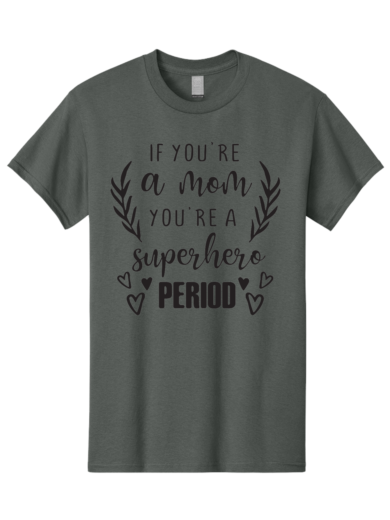 Mom-Superhero Men'S Graphic Tee, 100% Cotton, Comfortable Casual Summer Wear, Machine Washable, Motherhood Empowerment, Superhero Mom, Motherly Love, Inspirational Quote, Positive Affirmation, Heartwarming Message, Laurel Wreath, Hearts, Aad014