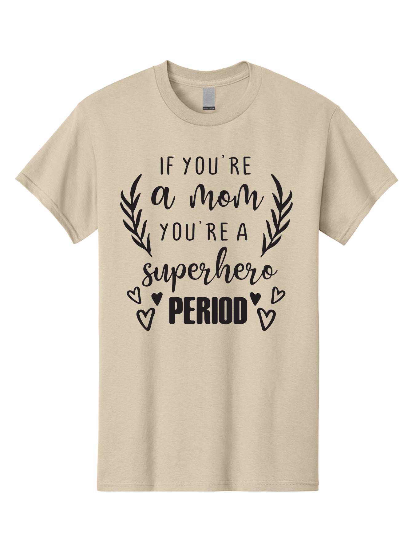 Mom-Superhero Men'S Graphic Tee, 100% Cotton, Comfortable Casual Summer Wear, Machine Washable, Motherhood Empowerment, Superhero Mom, Motherly Love, Inspirational Quote, Positive Affirmation, Heartwarming Message, Laurel Wreath, Hearts, Aad014