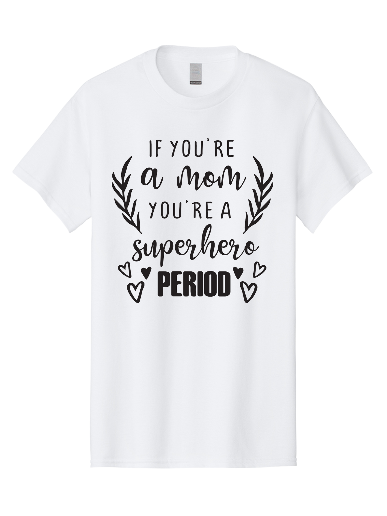 Mom-Superhero Men'S Graphic Tee, 100% Cotton, Comfortable Casual Summer Wear, Machine Washable, Motherhood Empowerment, Superhero Mom, Motherly Love, Inspirational Quote, Positive Affirmation, Heartwarming Message, Laurel Wreath, Hearts, Aad014