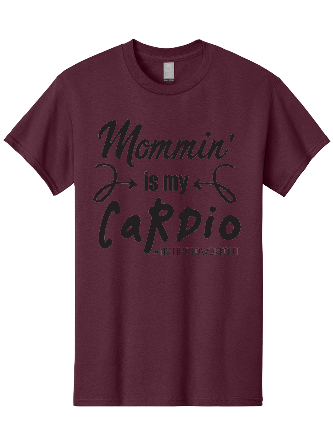 Mommin-Is-My-Cardio Men'S Graphic Tee, 100% Cotton, Comfortable Casual Summer Wear, Machine Washable, Mom Life, Mommin', Cardio Workout, Funny Quotes, Mom Humor, Parenting, Motherhood, Fitness Motivation, Humor For Moms, No Time To Workout Aad016